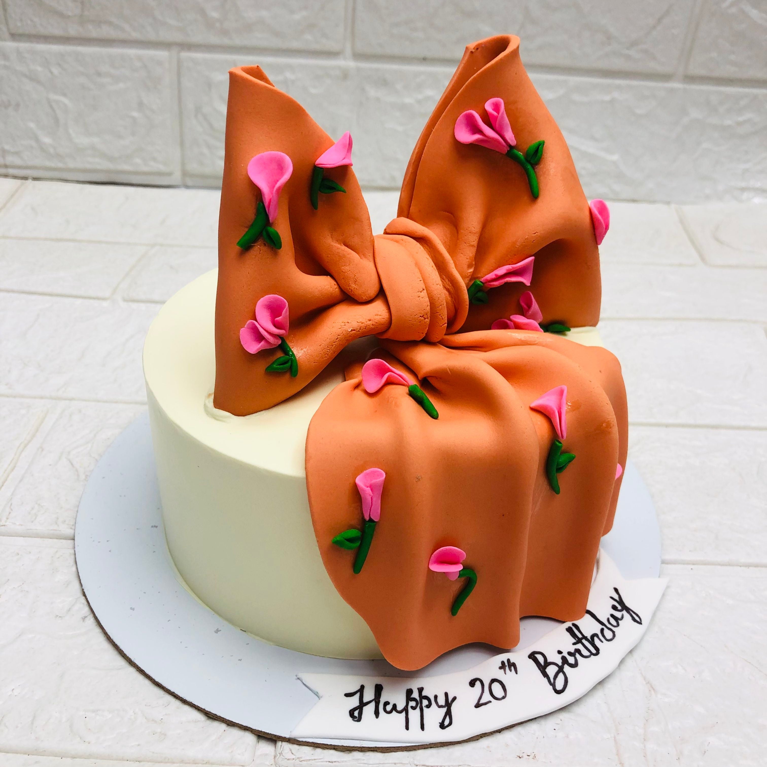 Pretty Orange Girls Birthday Cake