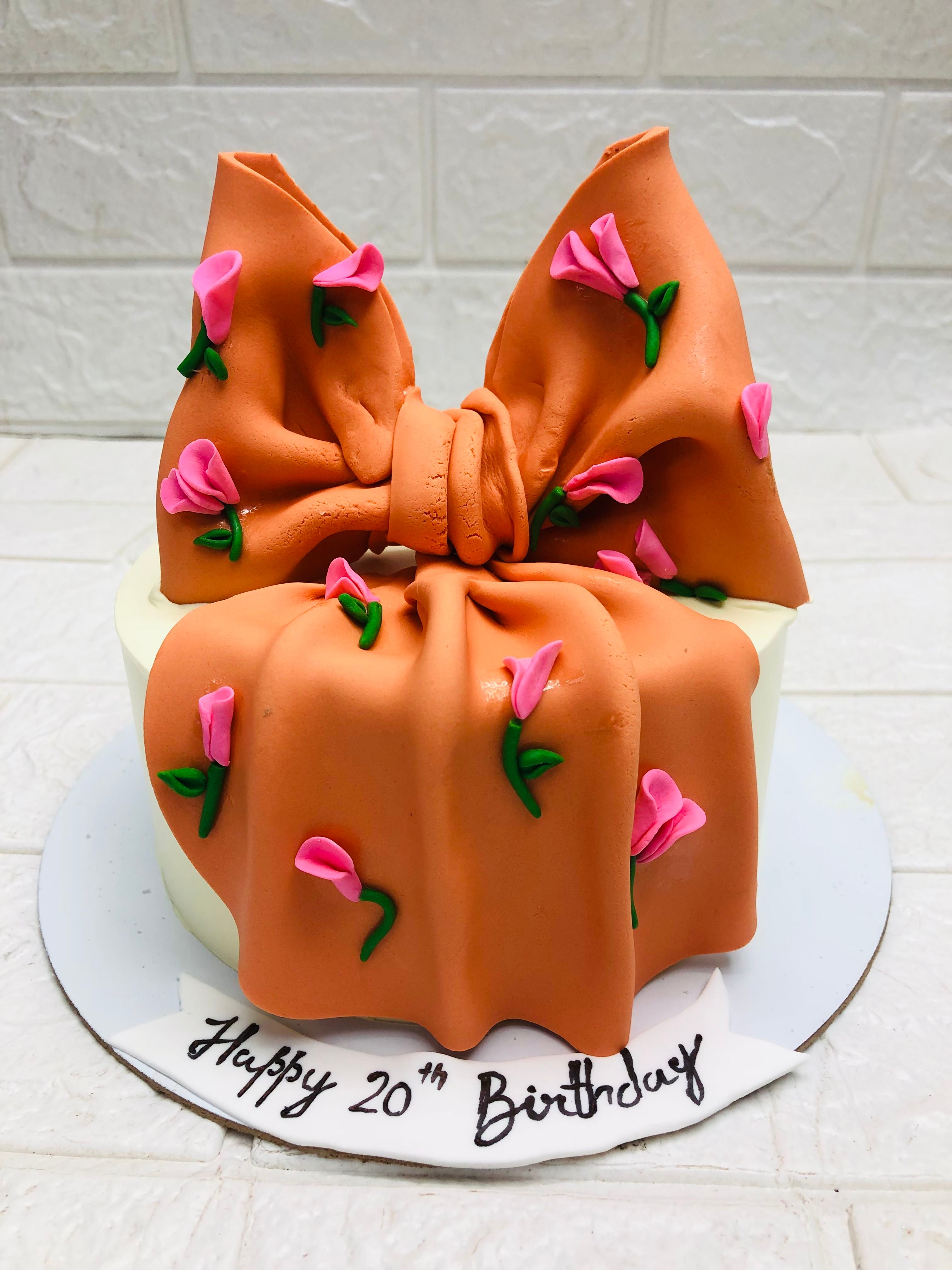 Pretty Orange Girls Birthday Cake