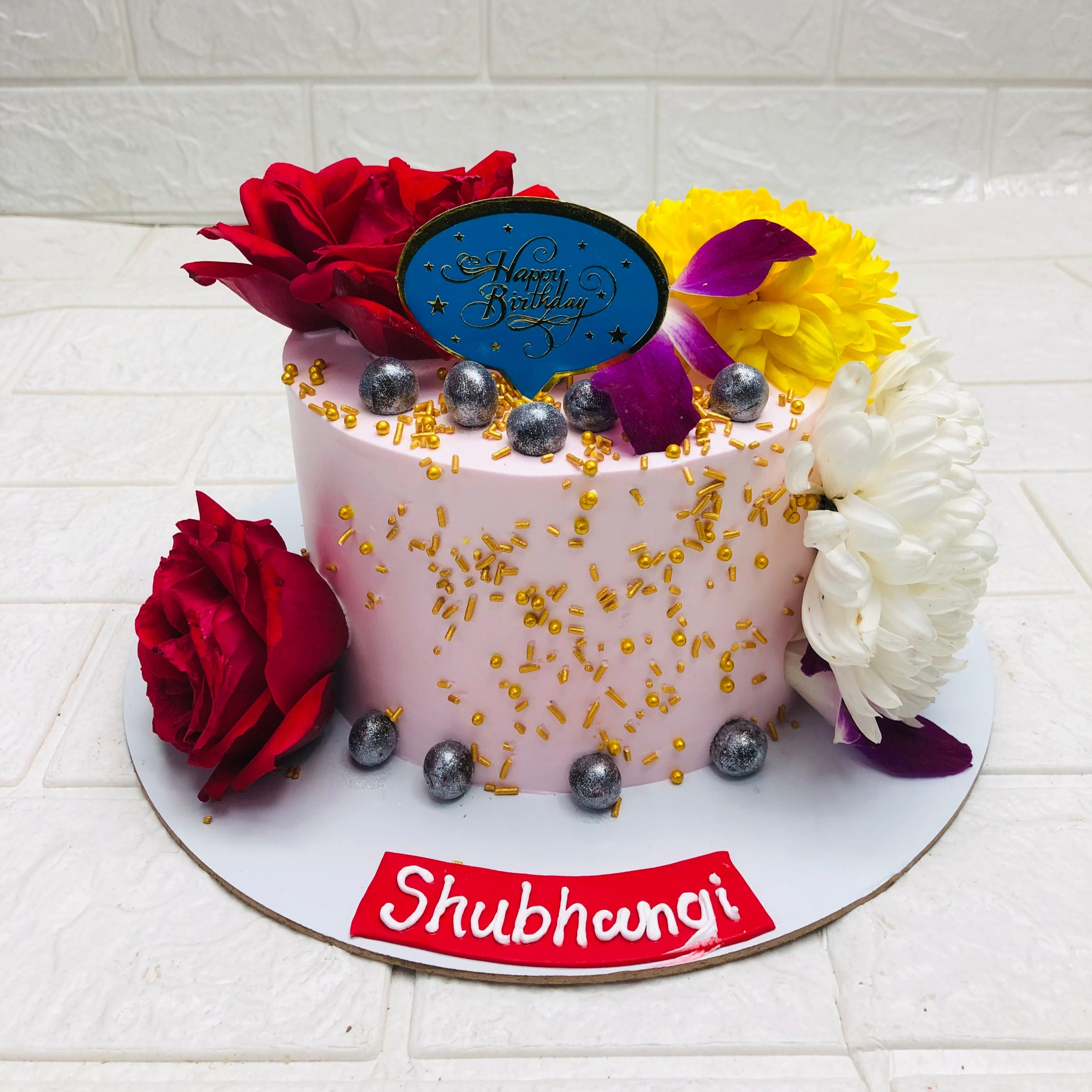 Colorful Flowers Birthday Cake