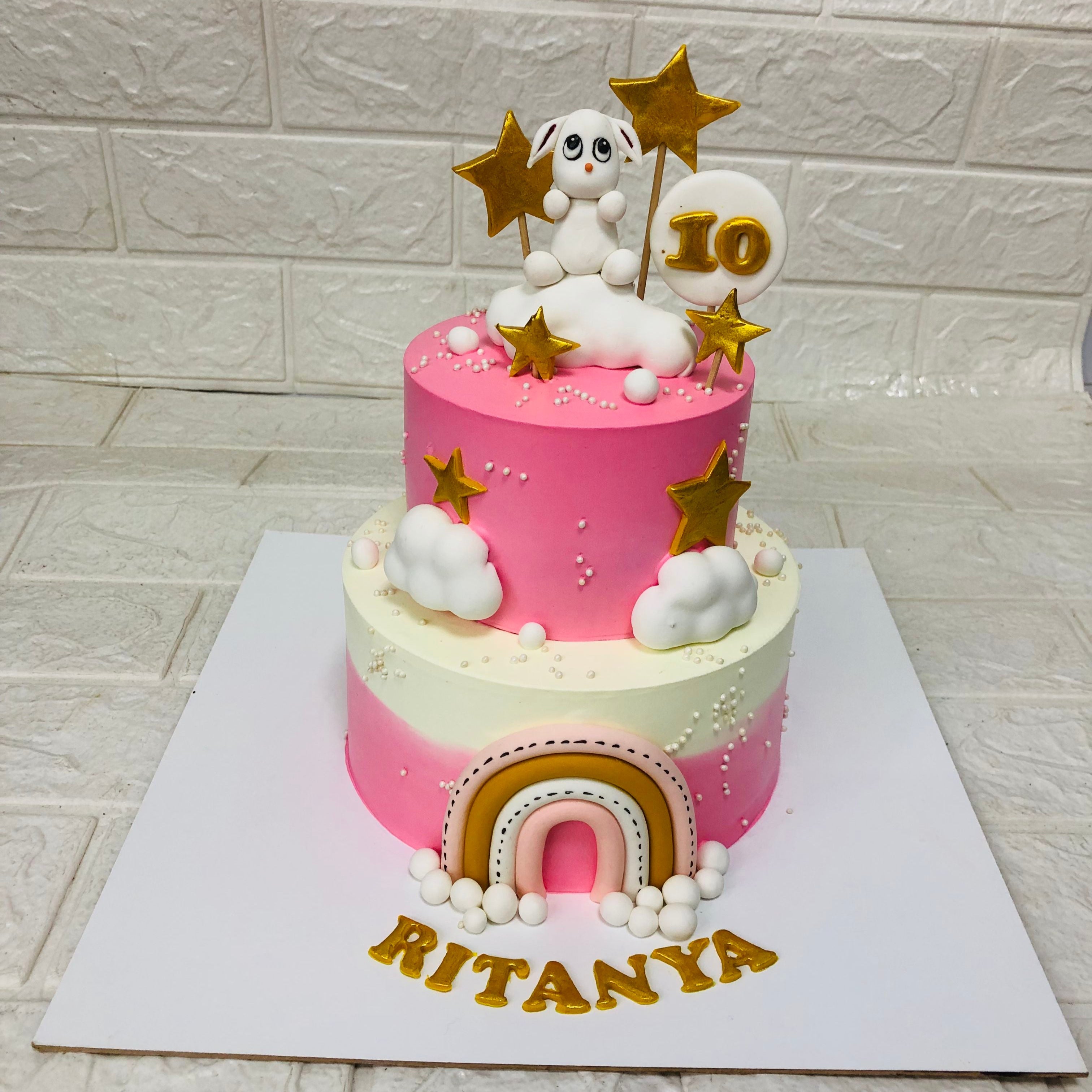 Baby Rabbit Theme Pink Cake