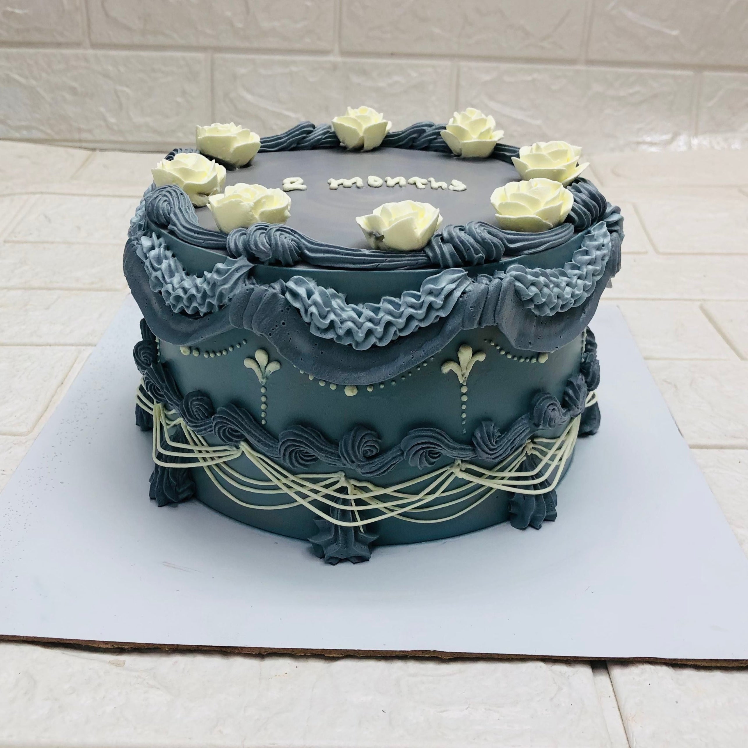 Vintage Grey Floral Cake