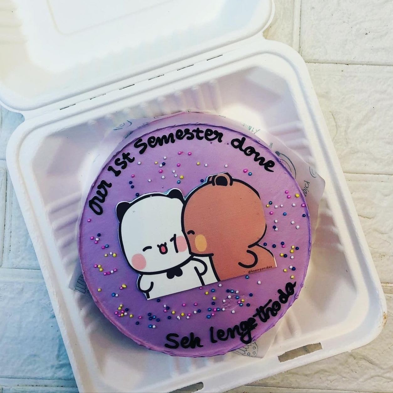 Purple color bento cake is for 6 months anniversary