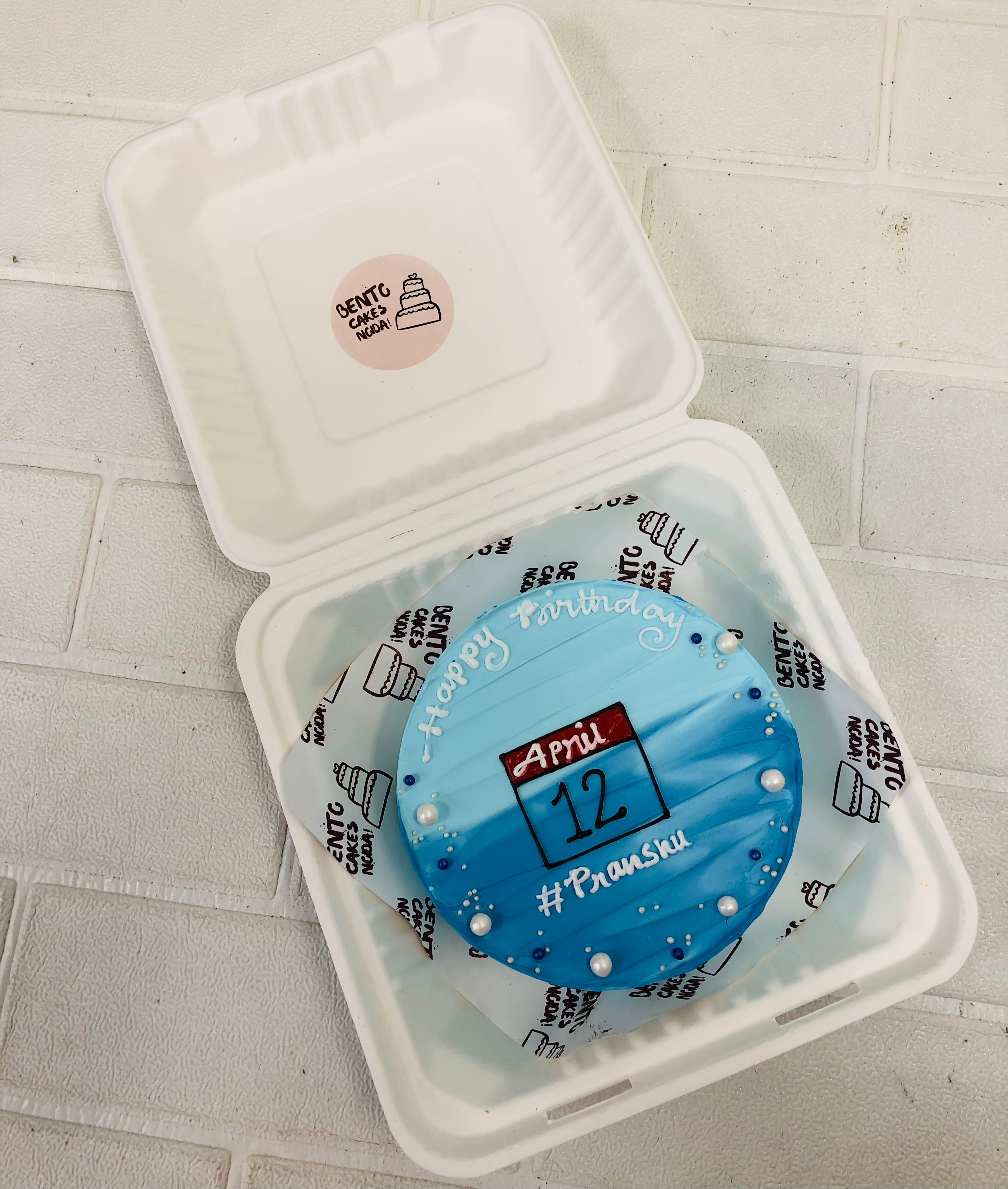 Aesthetic blue calendar design birthday cake.