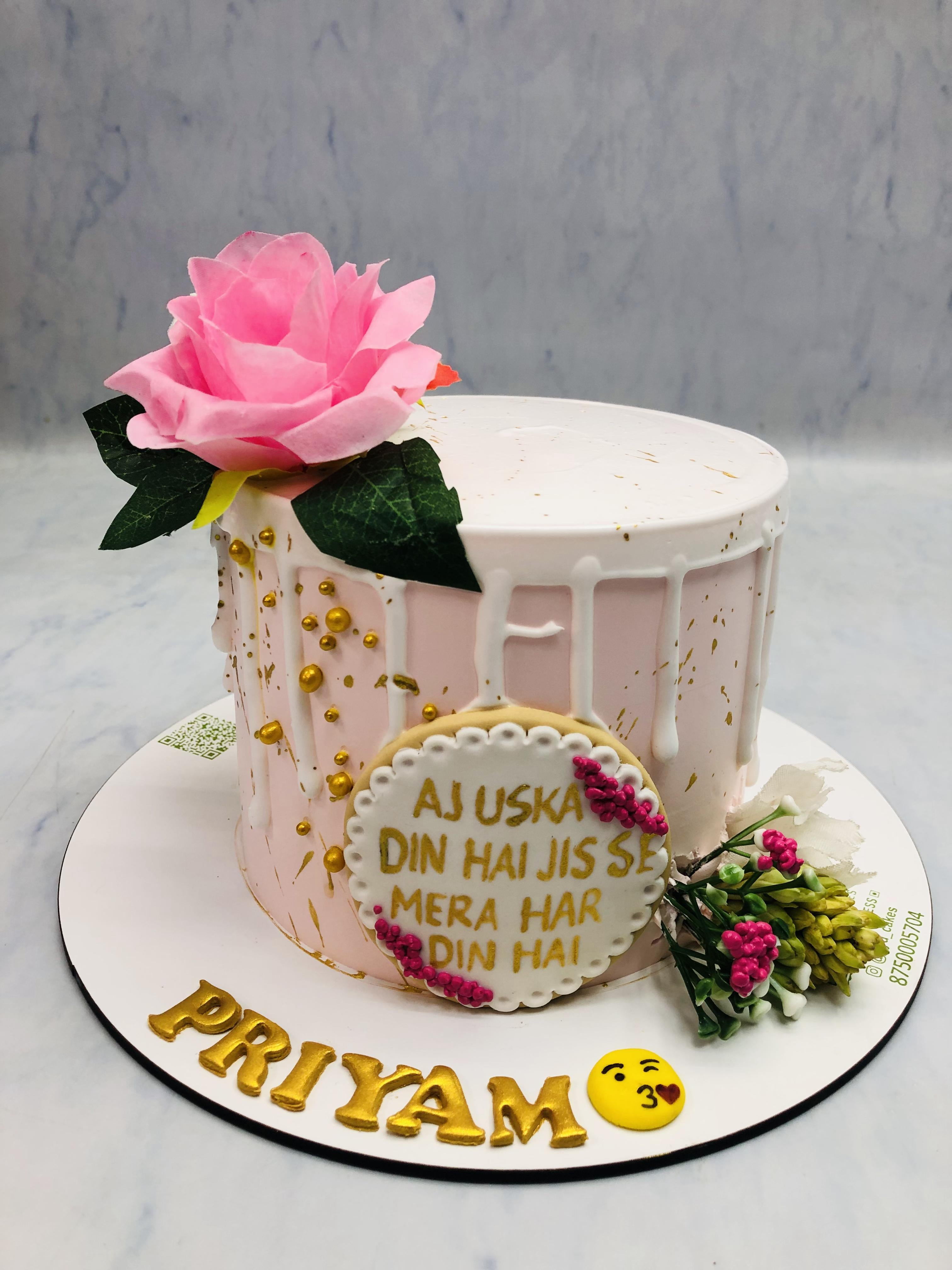 Aesthetic Pink Rose Birthday Cake 2