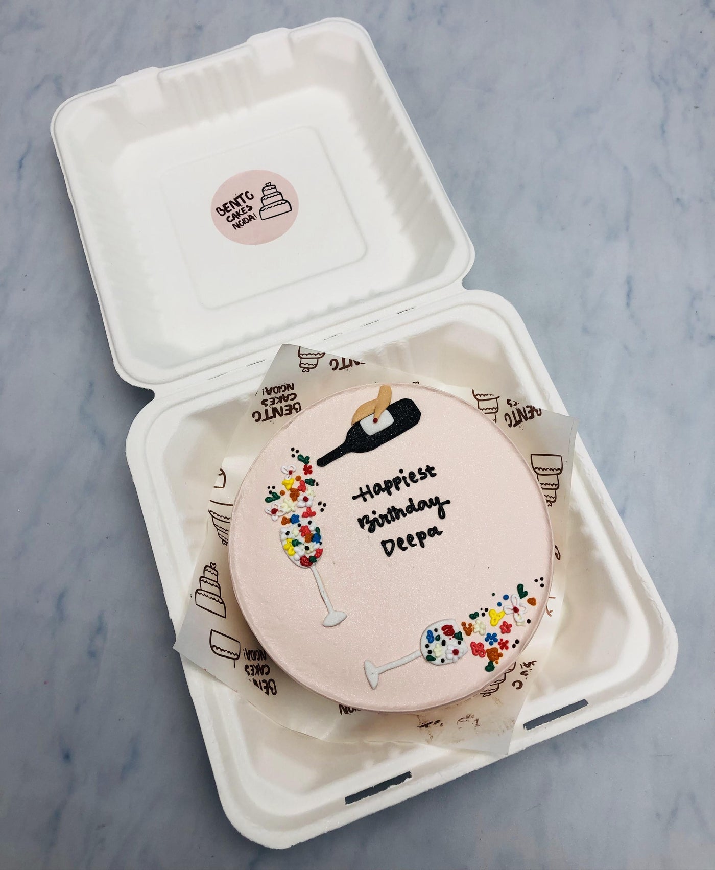 Alcohol Glass Theme Bento Cake – Bento Cakes Noida