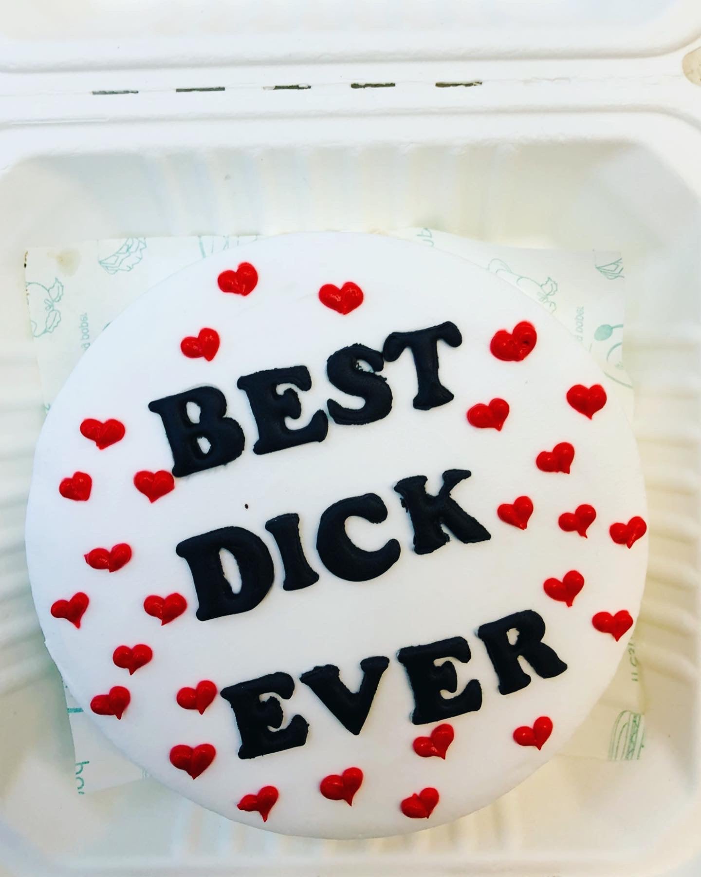 A playful cake adorned with the words "best dick ever" in vibrant icing, showcasing a lighthearted celebration.