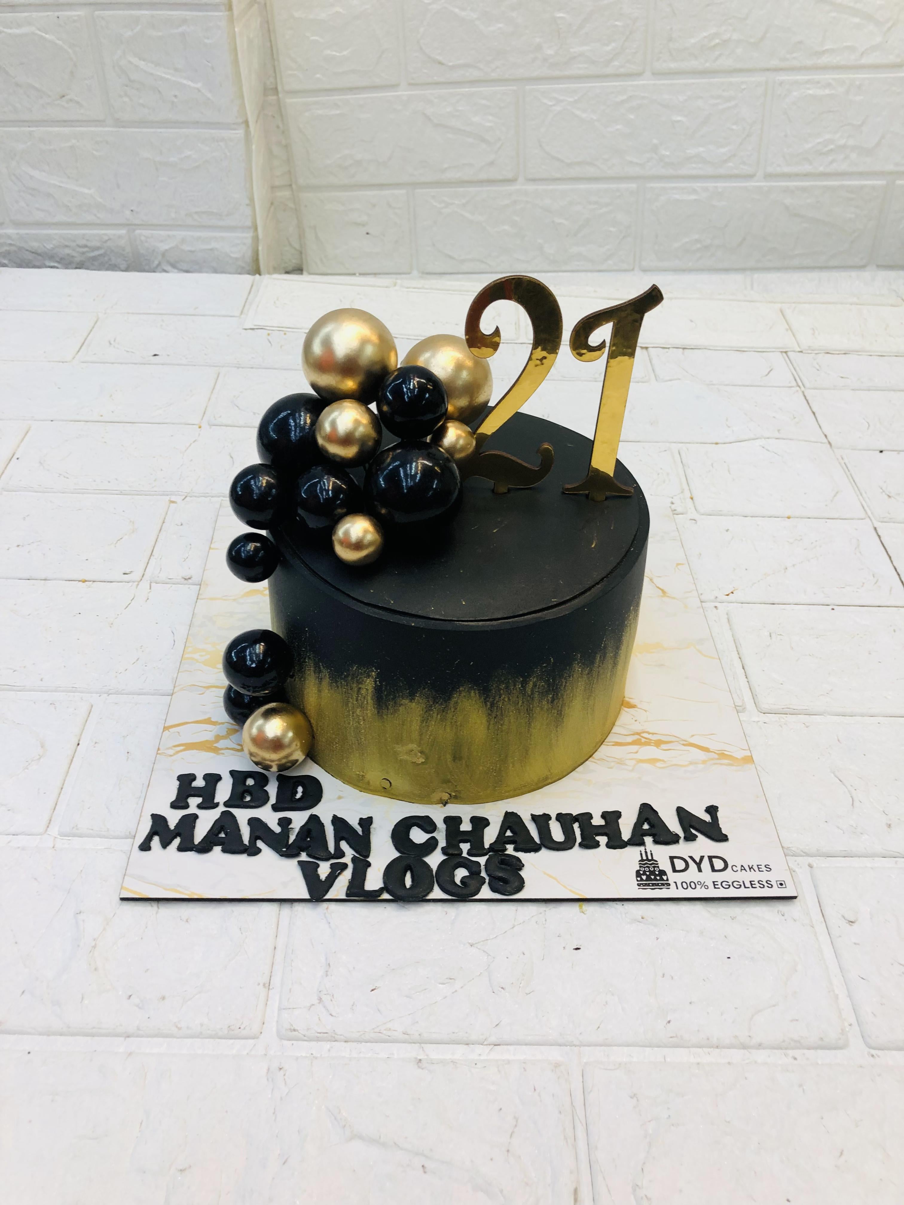 Black & Golden Theme Cake