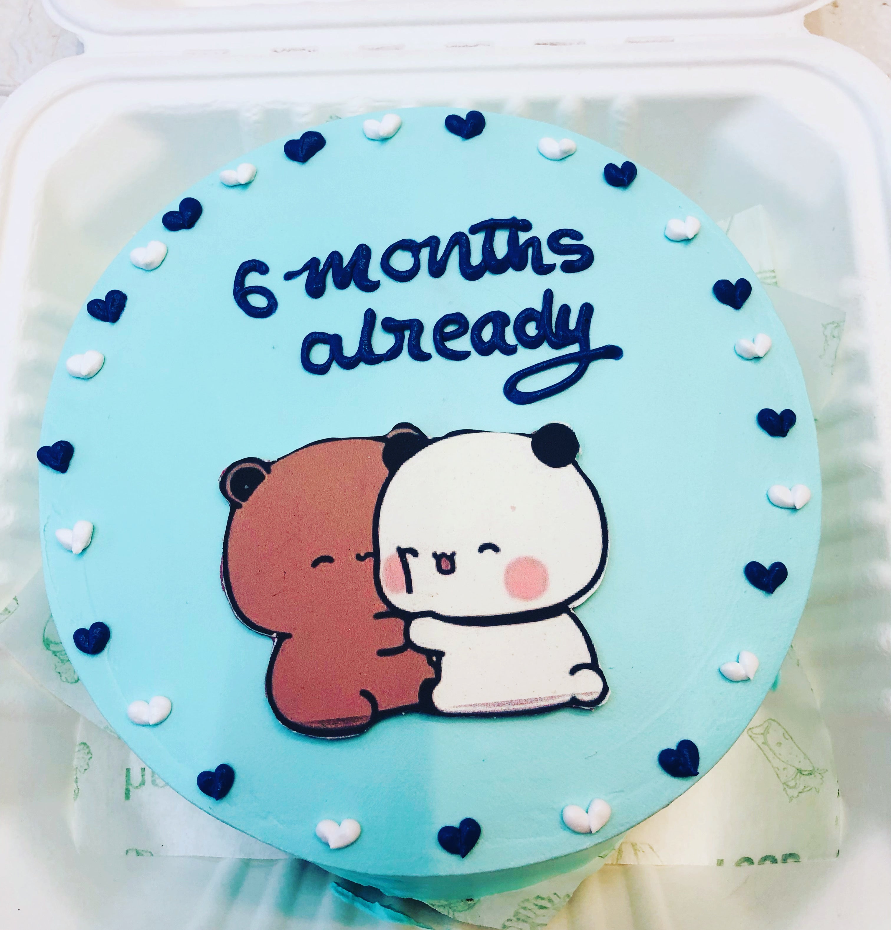 Budu Dudu Cartoon bento cake is designed for 6 months anniversary celebration.