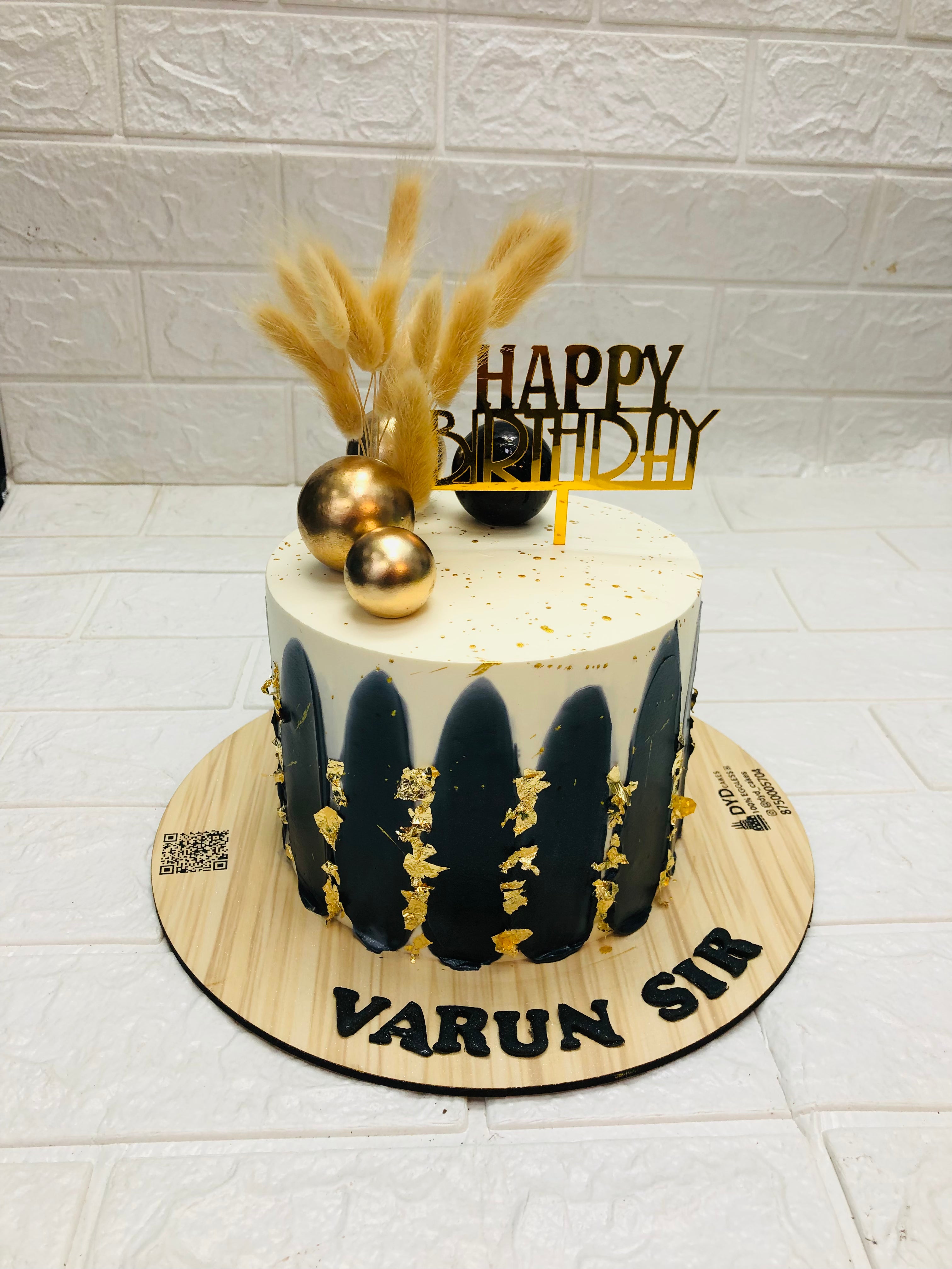 Classy Black & Golden Birthday Cake