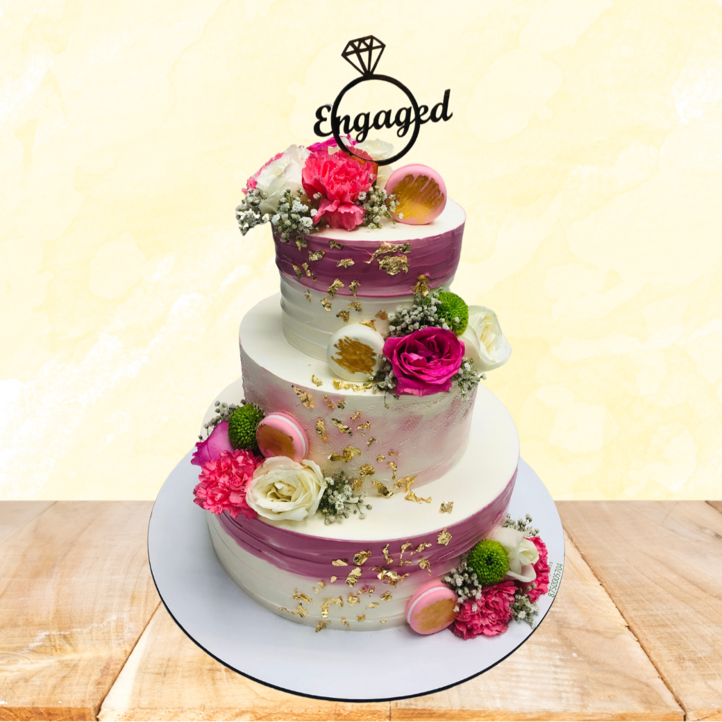 Engagement Theme Floral Cake