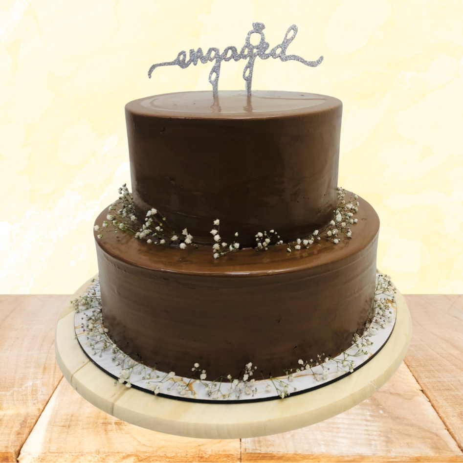 Chocolate Brown Engagement Cake