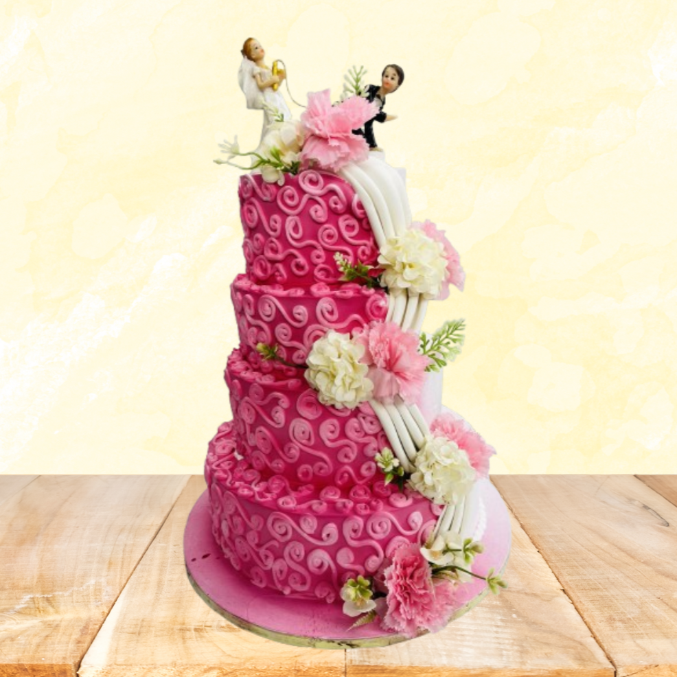 Couple Anniversary Pink Cake