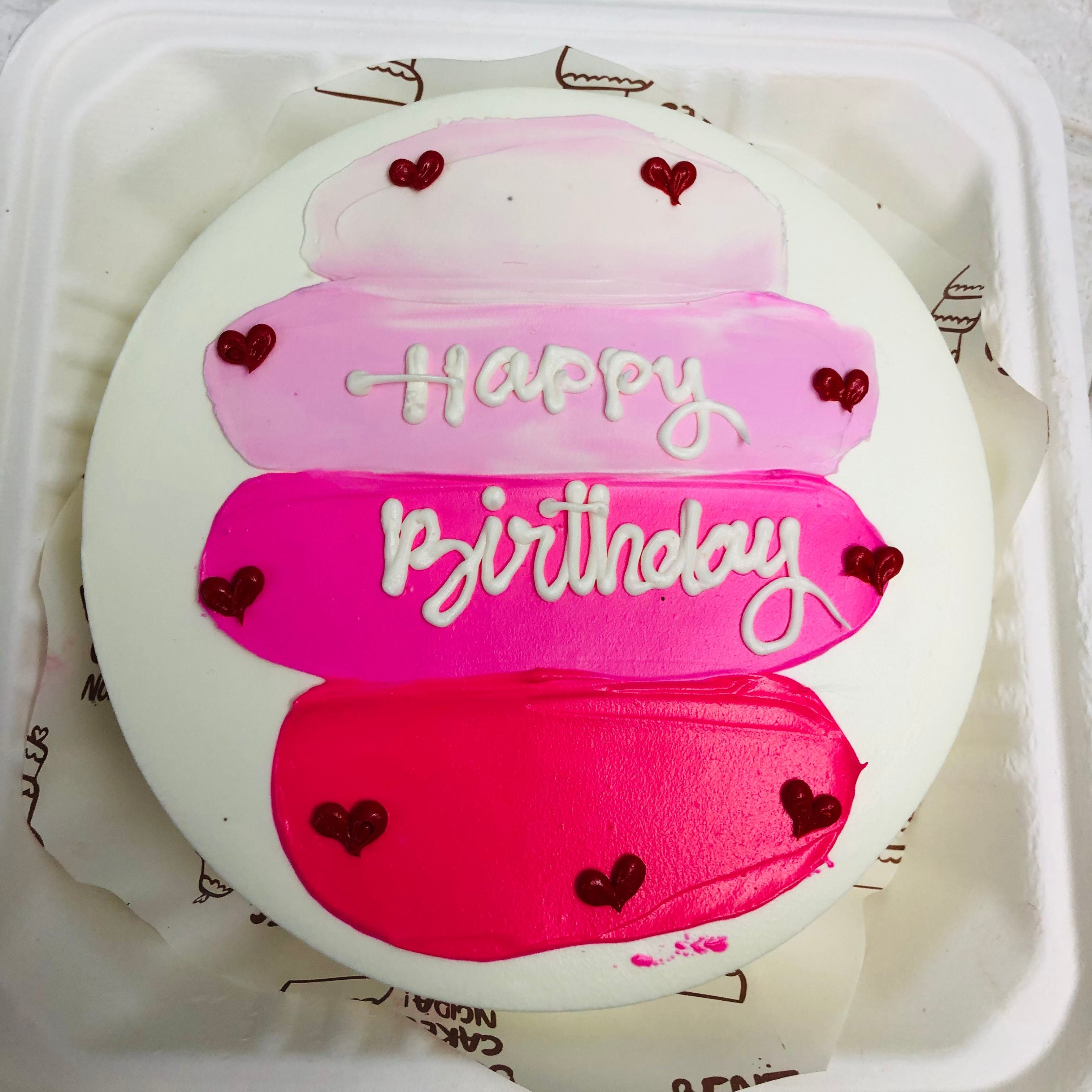 Elegant Pink Gradient Happy Birthday Bento Cake