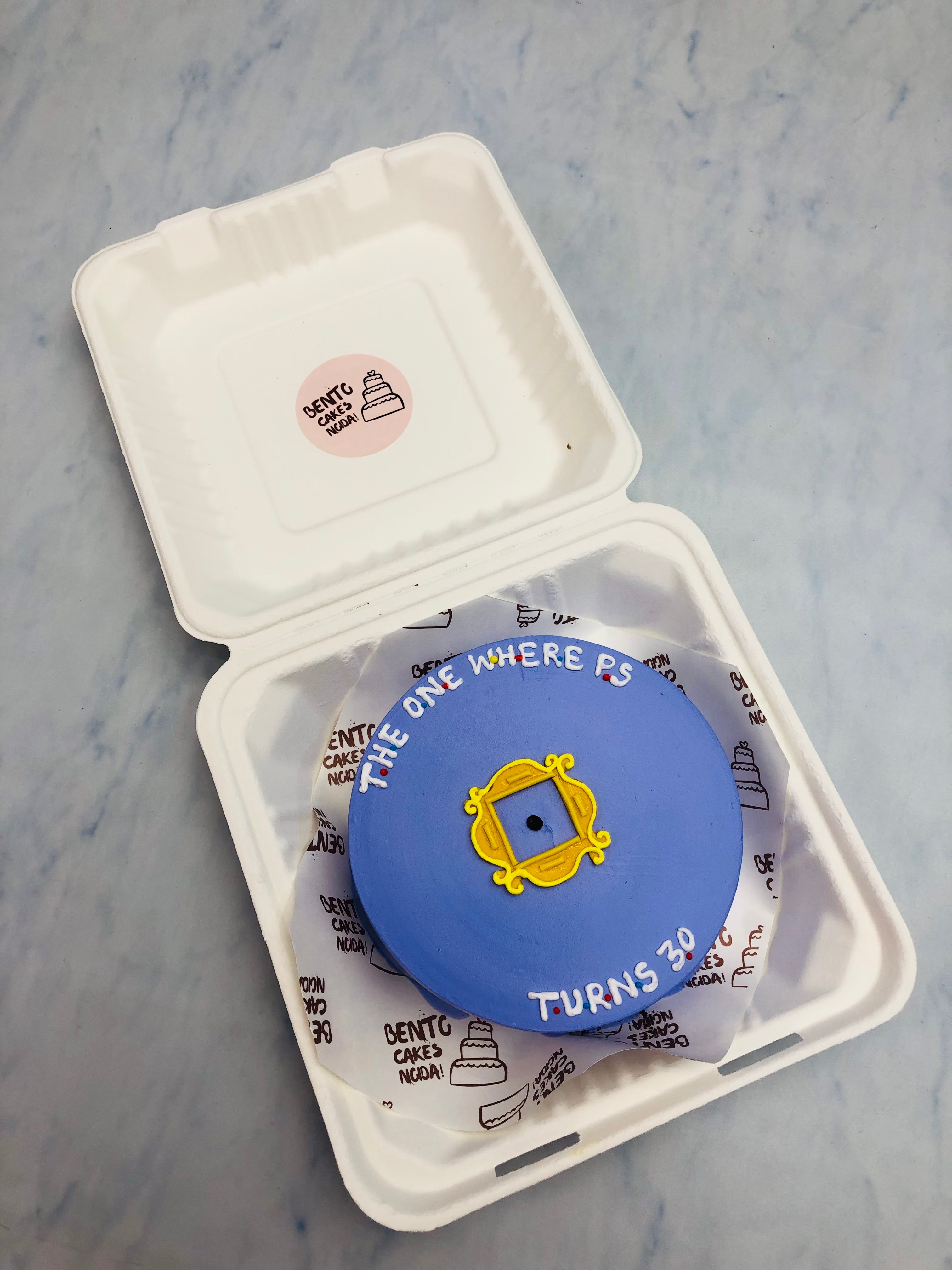 A blue bento cake inspired from friends popular show.