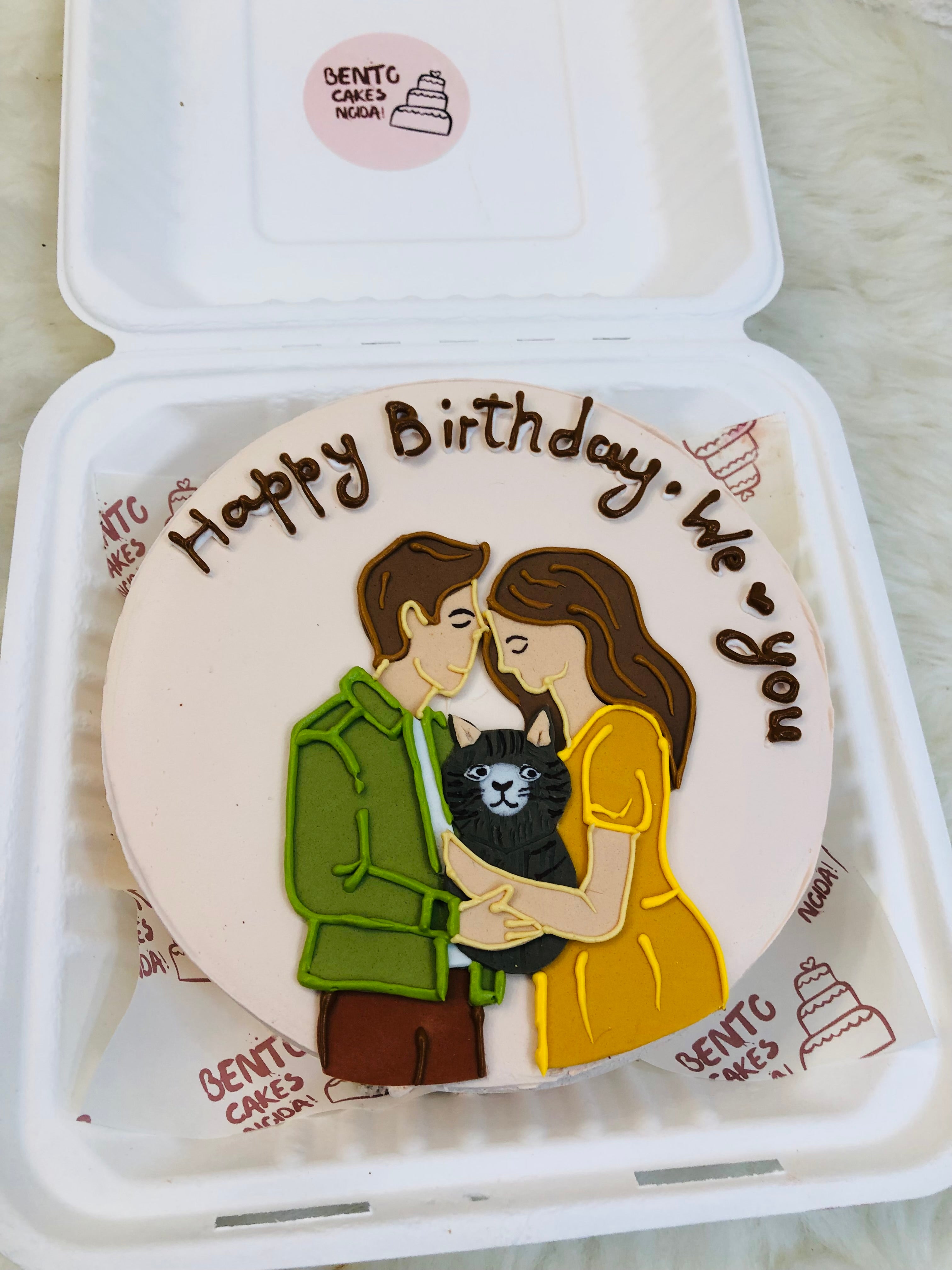 Couple & Cat Theme Bento Cake – Personalized Birthday Special