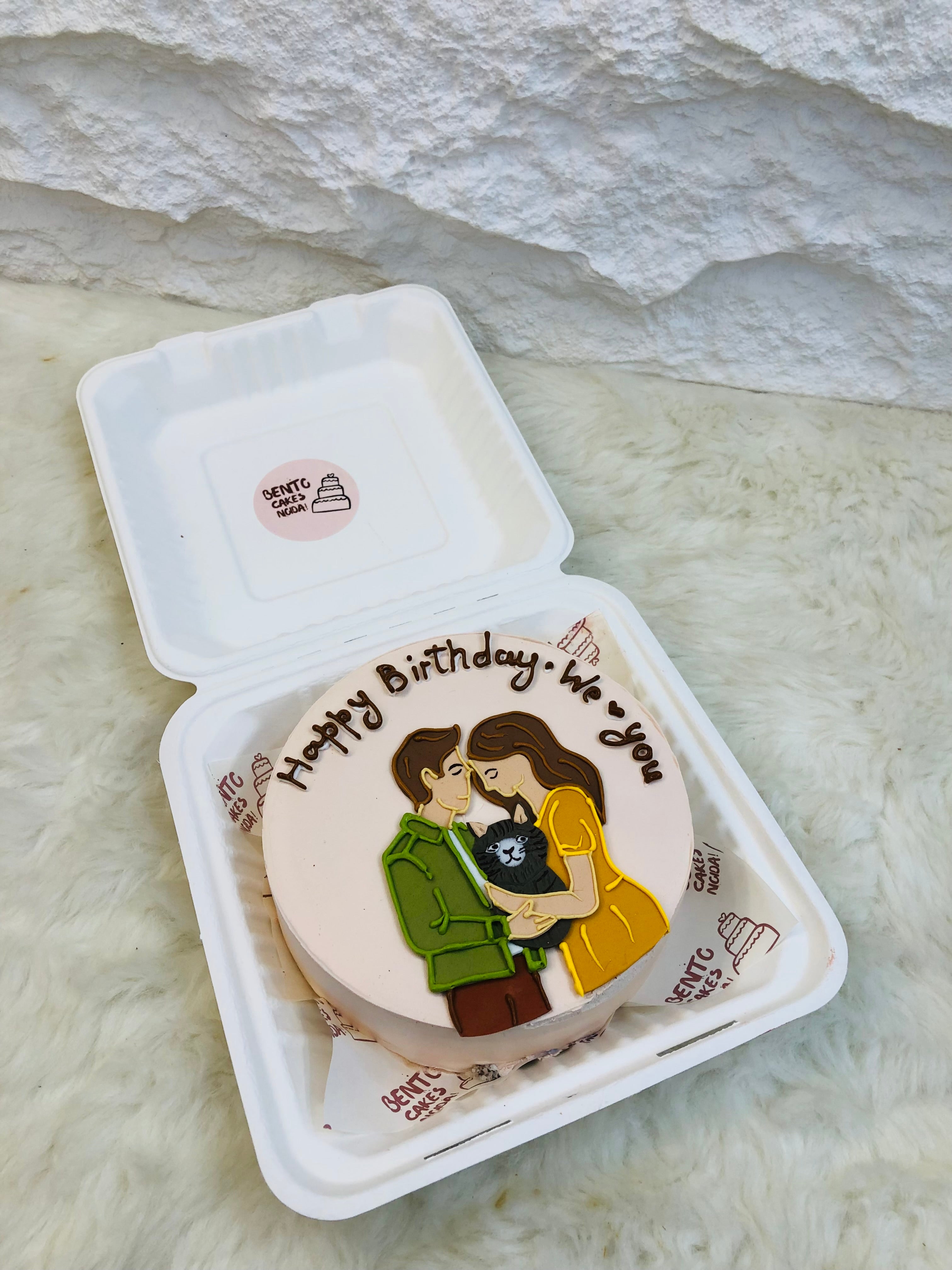 Couple & Cat Theme Bento Cake – Personalized Birthday Special