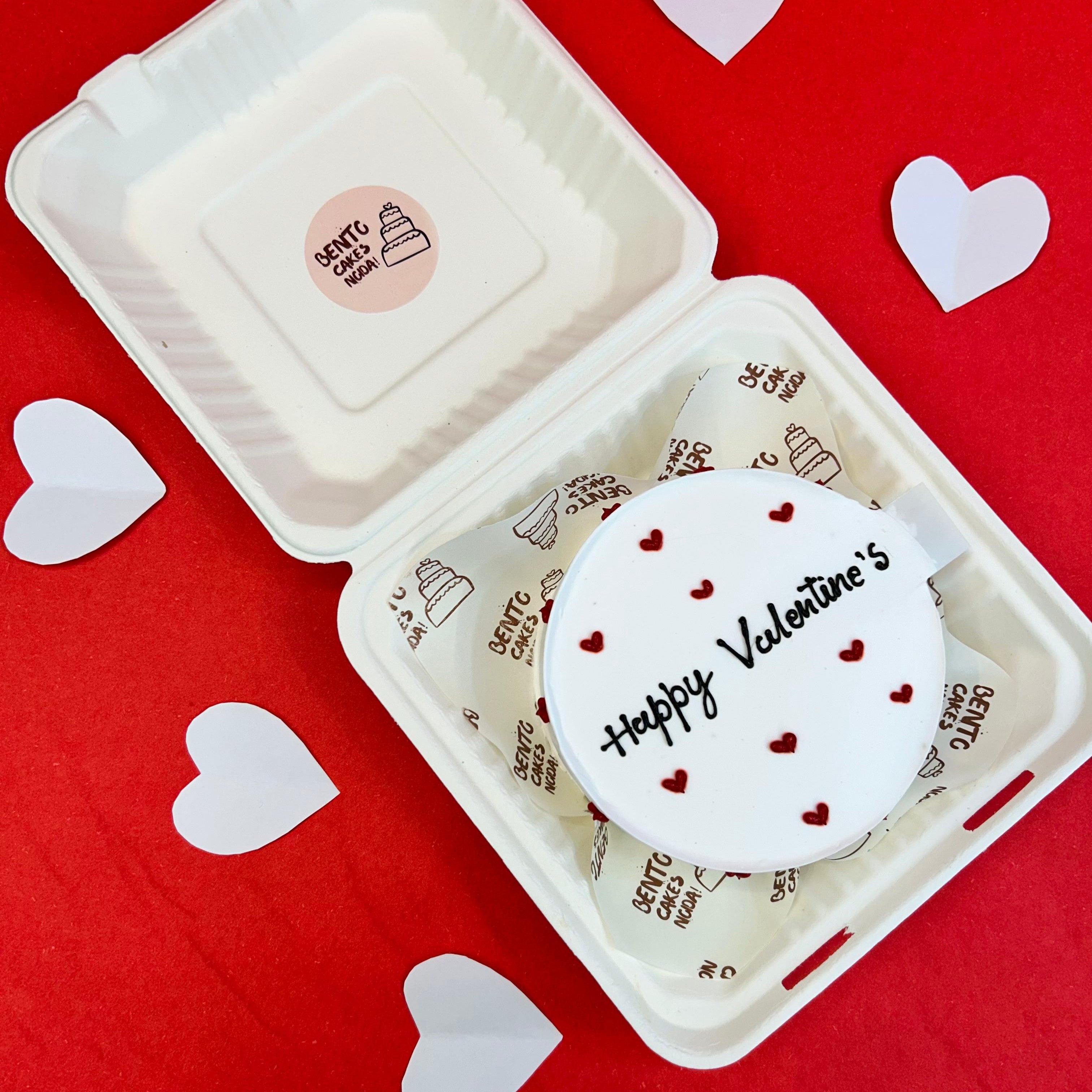 A decorative box featuring a heartfelt Valentine's Day message that reads "Happy Valentines."