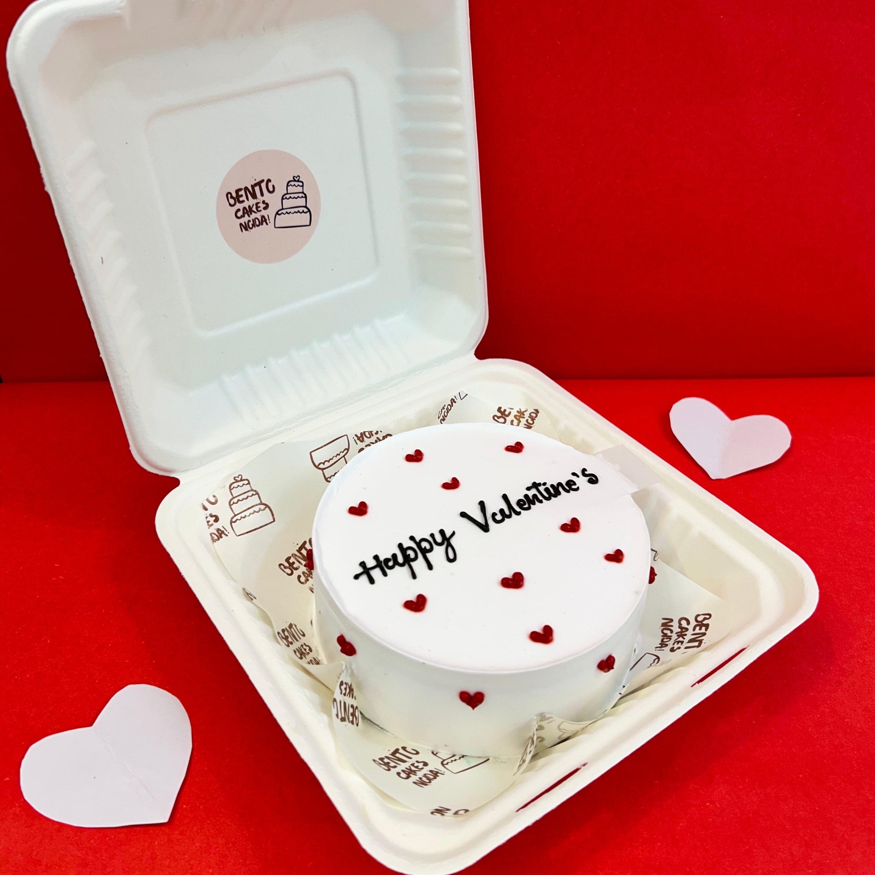 A decorative box featuring a heartfelt Valentine's Day message that reads "Happy Valentines" with side view.