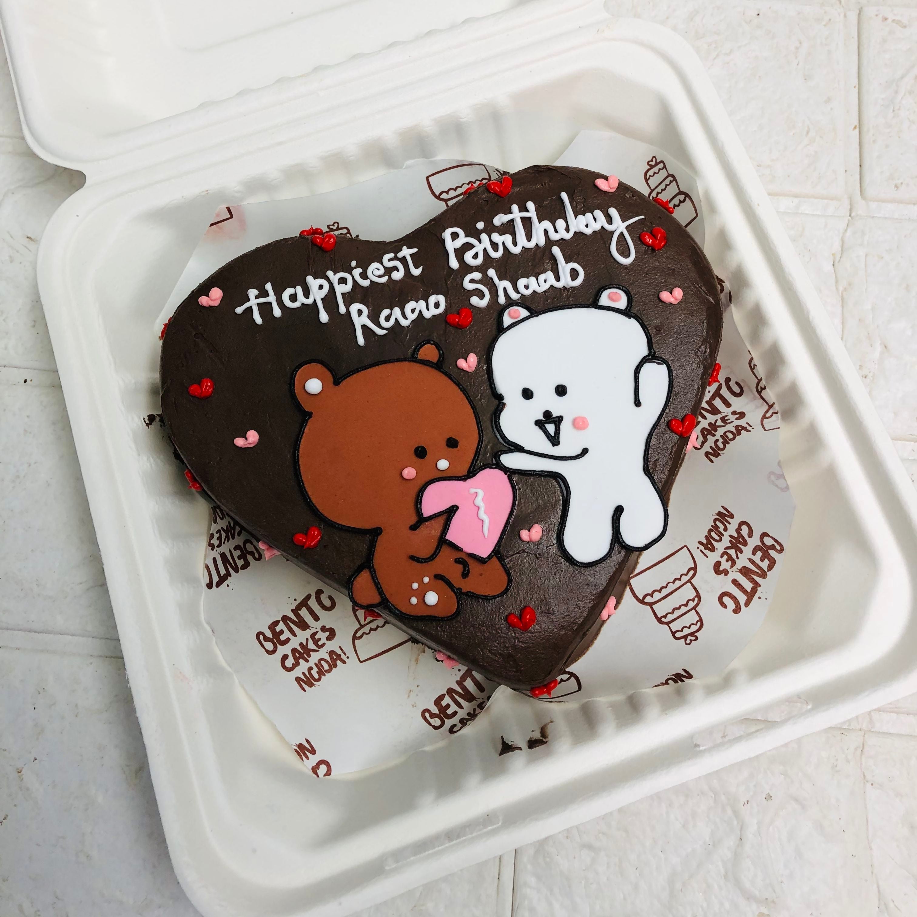 Heart-Shaped Bubu and Dudu Birthday Bento Cake