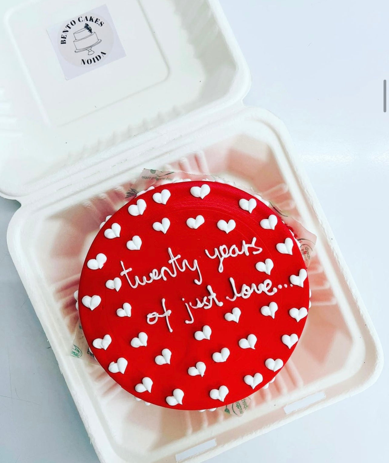 Red Happy Anniversary Bento Cake