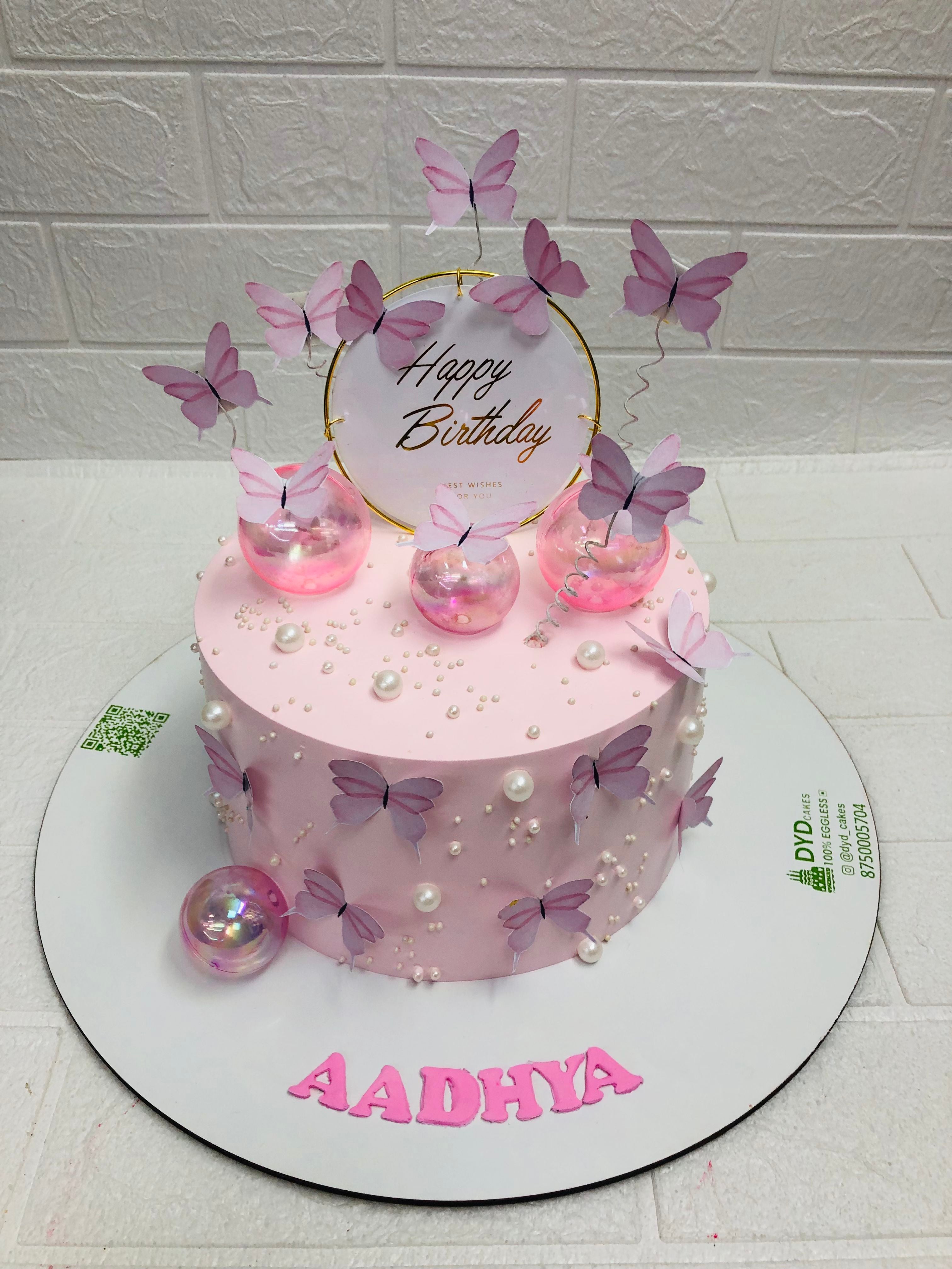 Light Pink with Butterfly cake