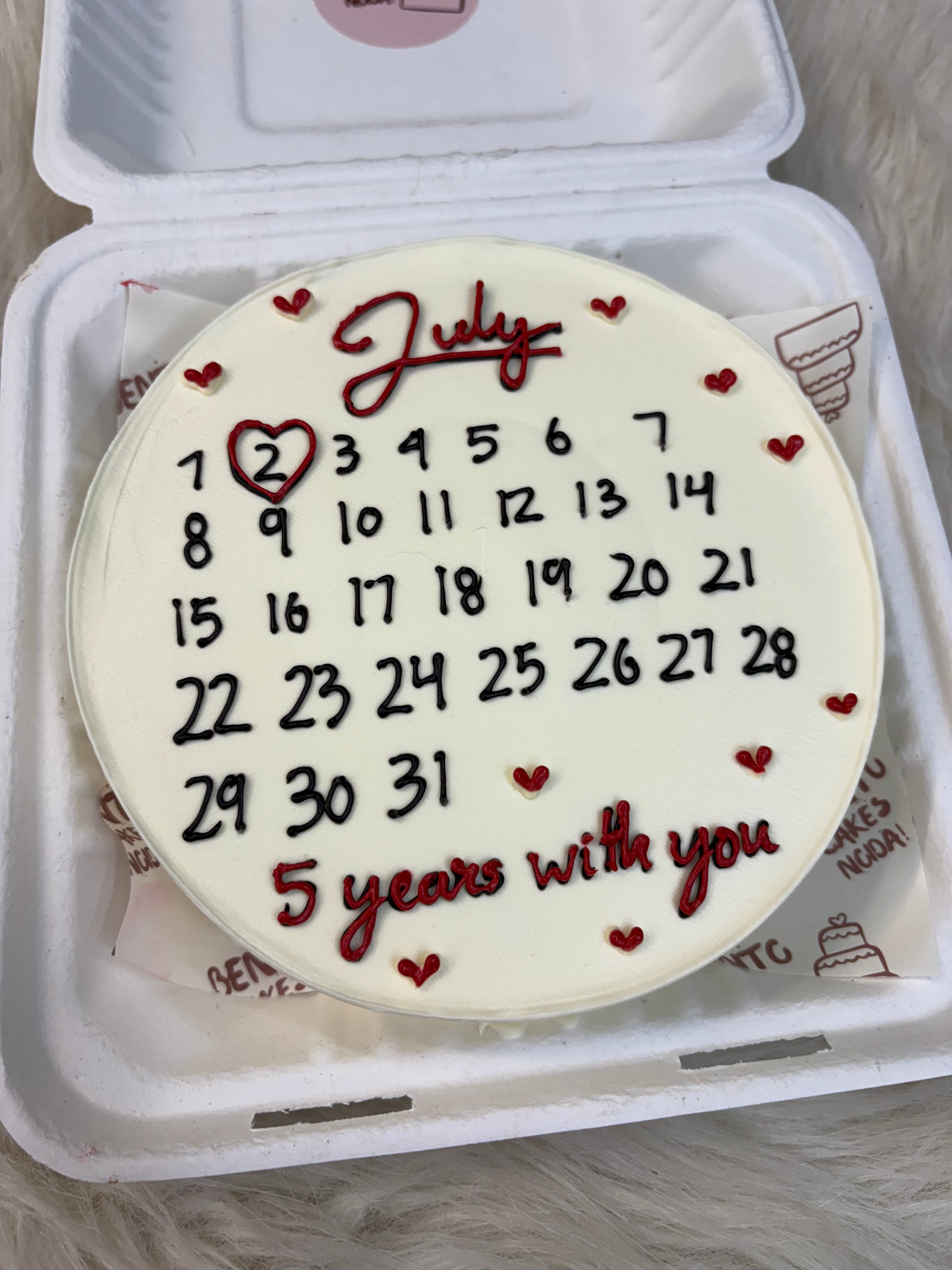 Calendar Anniversary Bento Cake – 5 Years Special