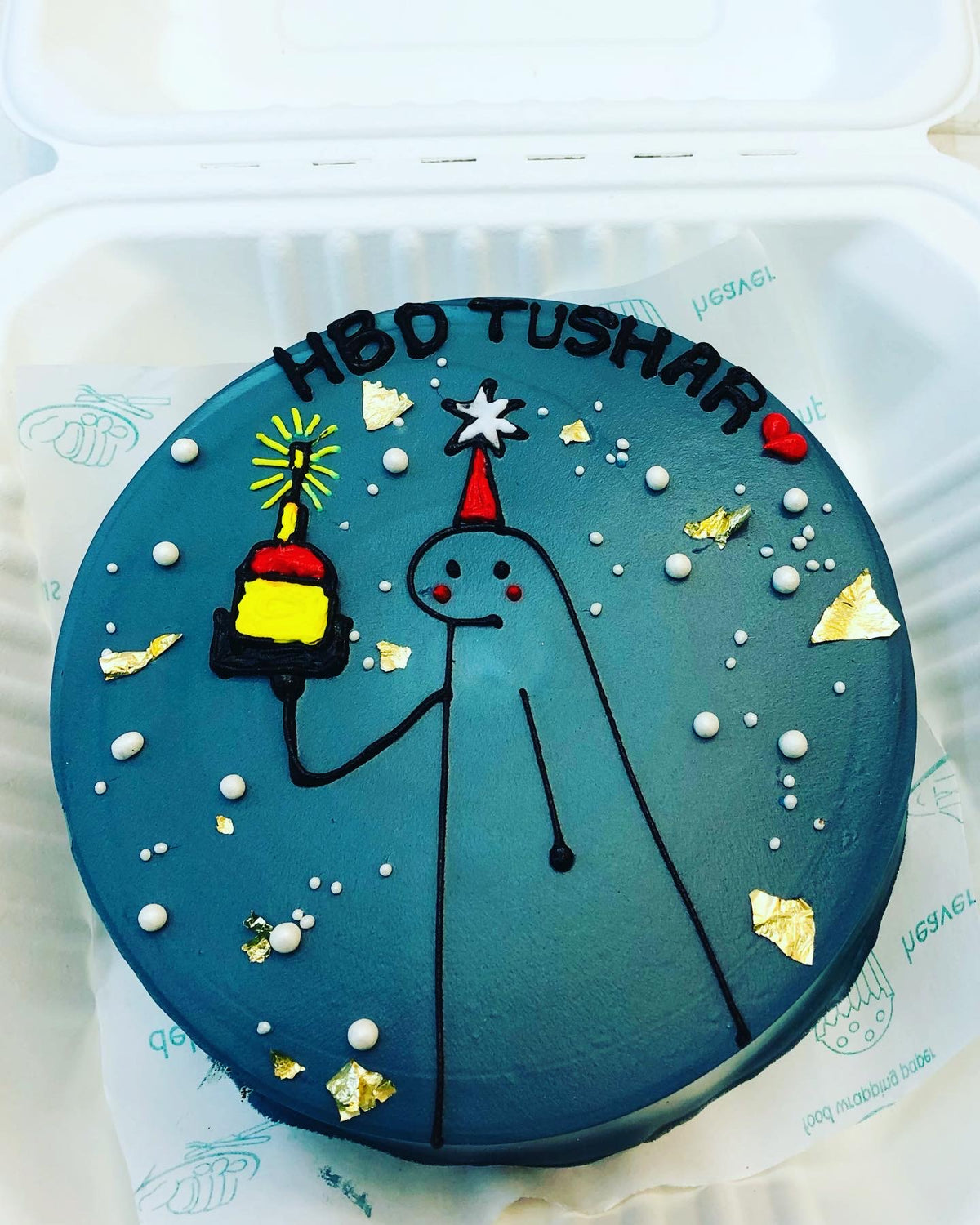 Aesthetic dark Blue Mimi Bento Cake