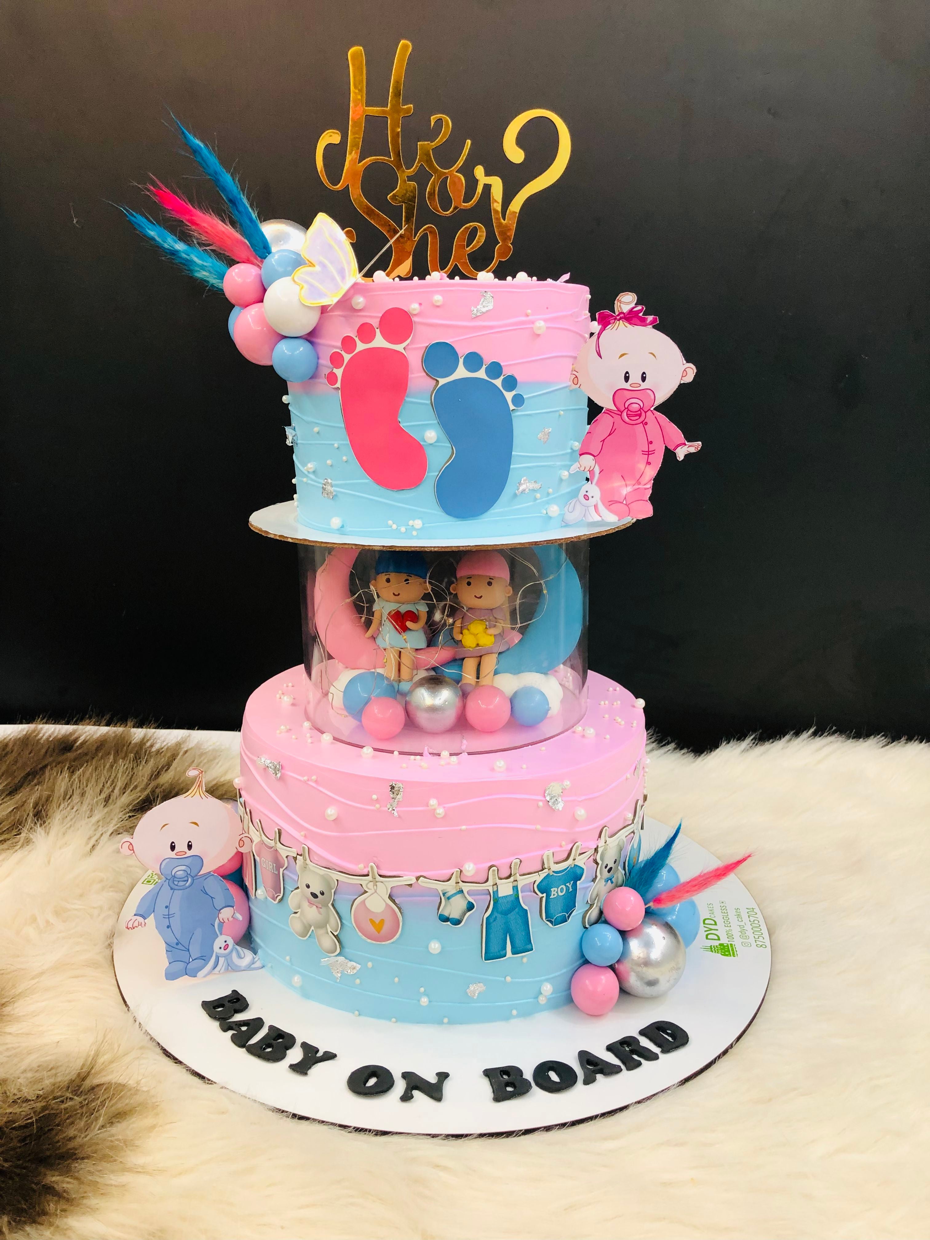 Baby on Board Gender Reveal Cake