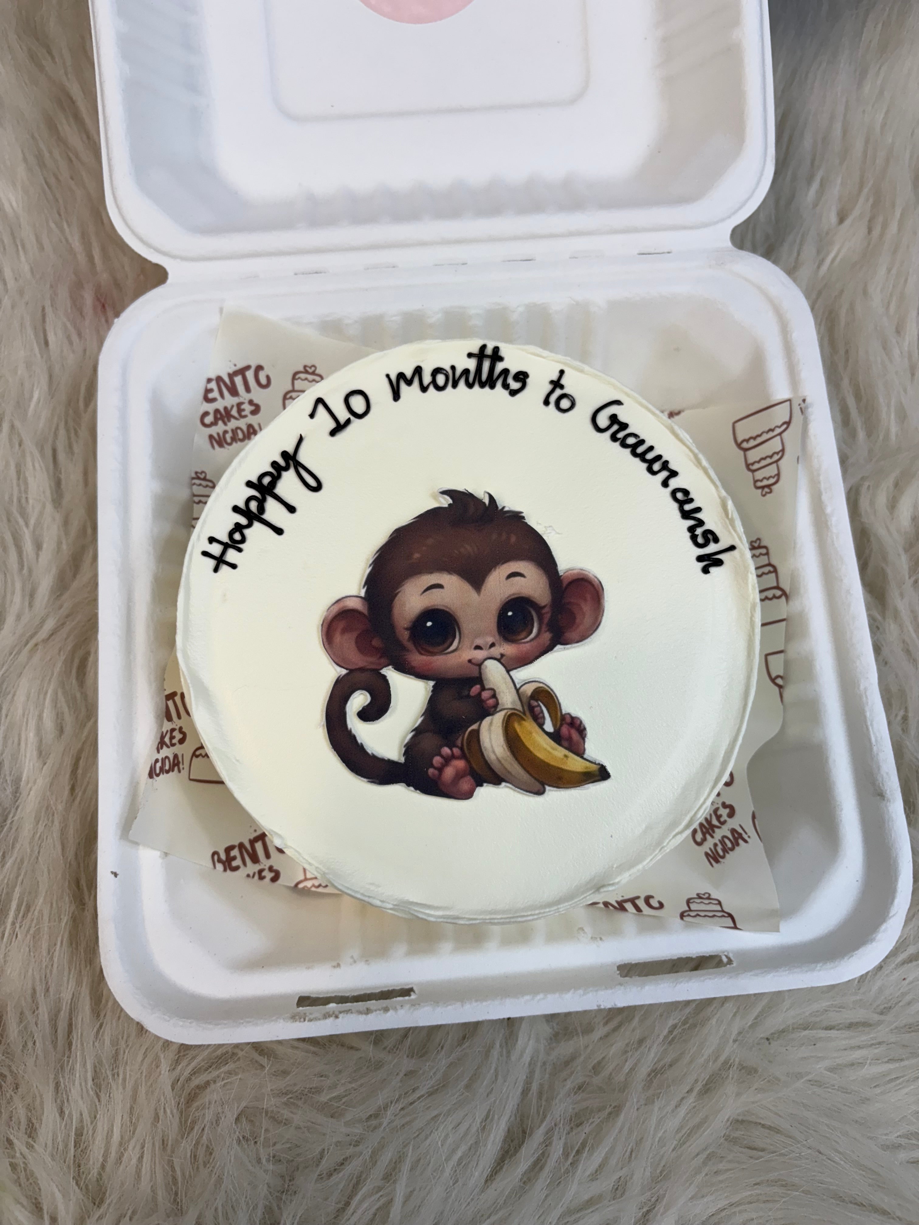 Monkey Cartoon Bento Cake – 7 Months Celebration