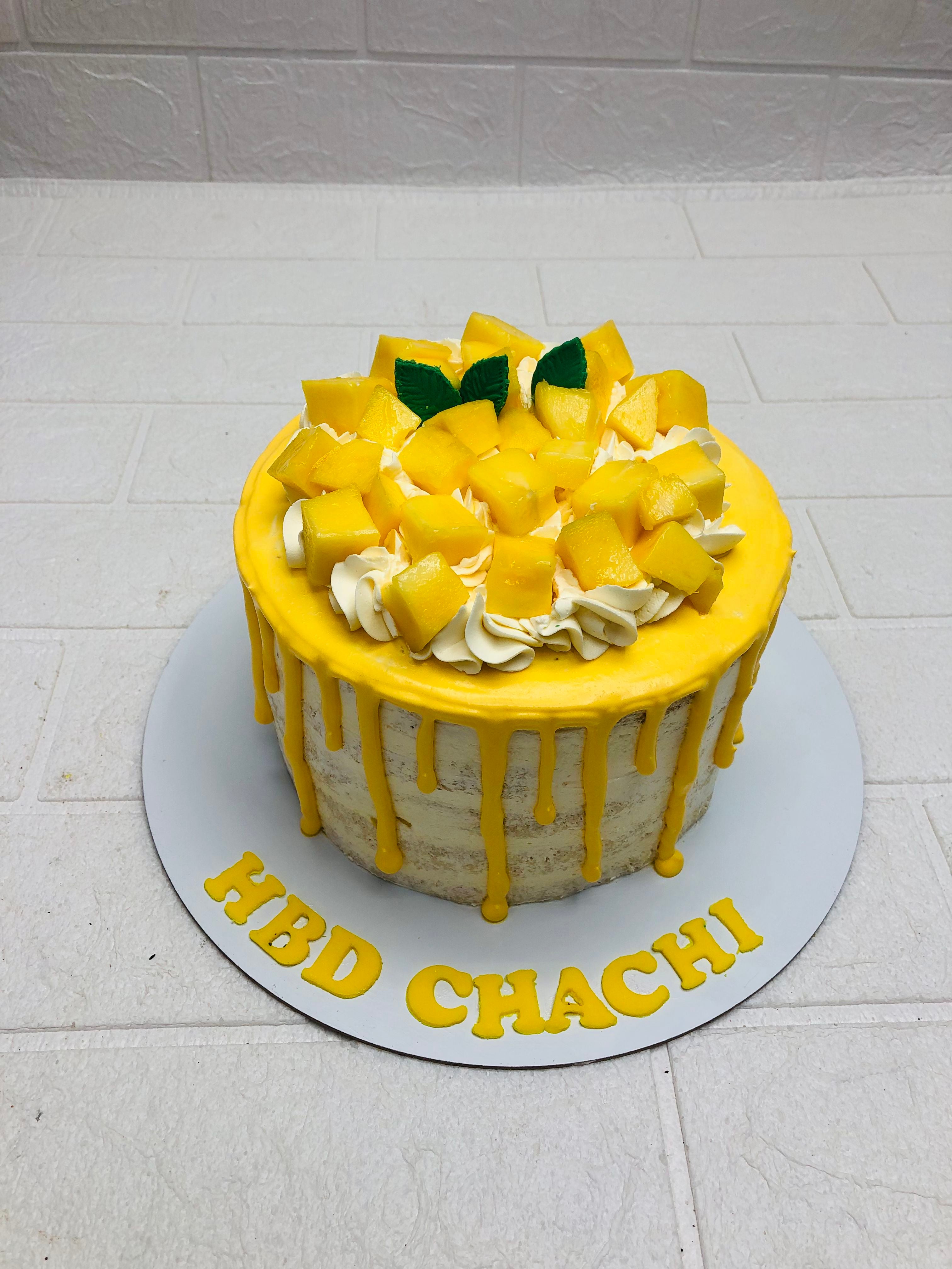 Mango Drip Birthday Cake