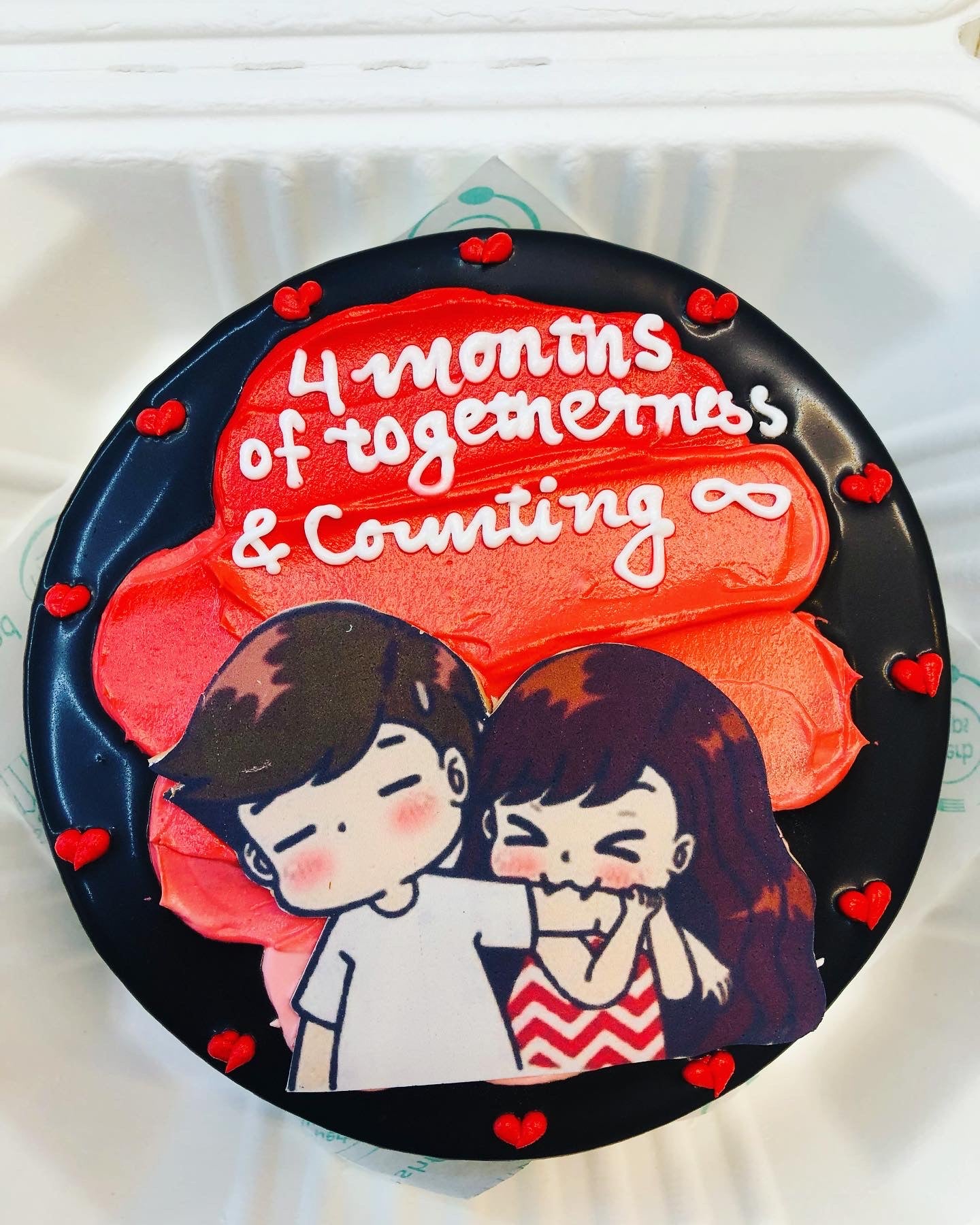 Cute Couple 4 Months Bento Cake