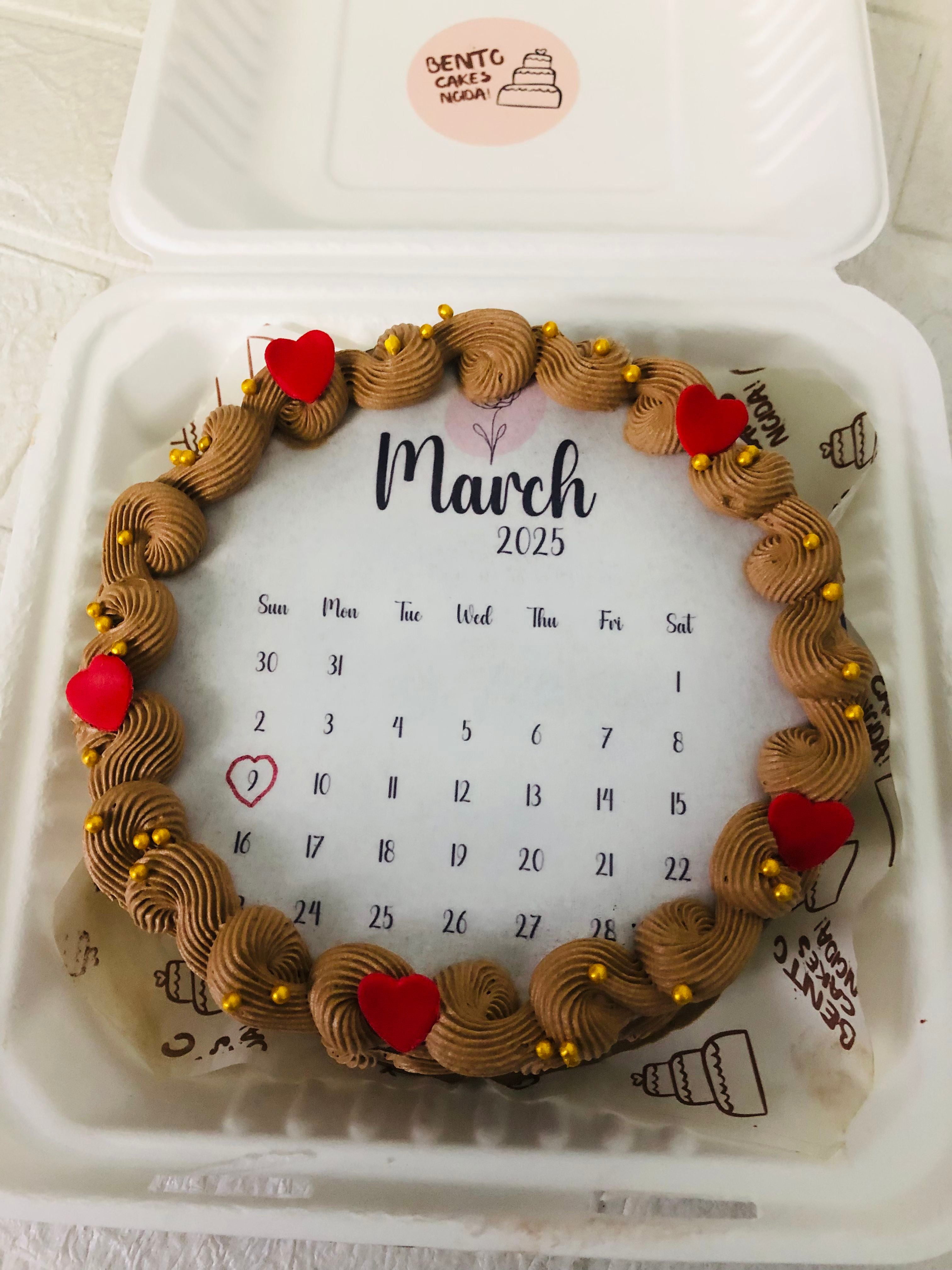 March 2025 Calendar Bento Cake