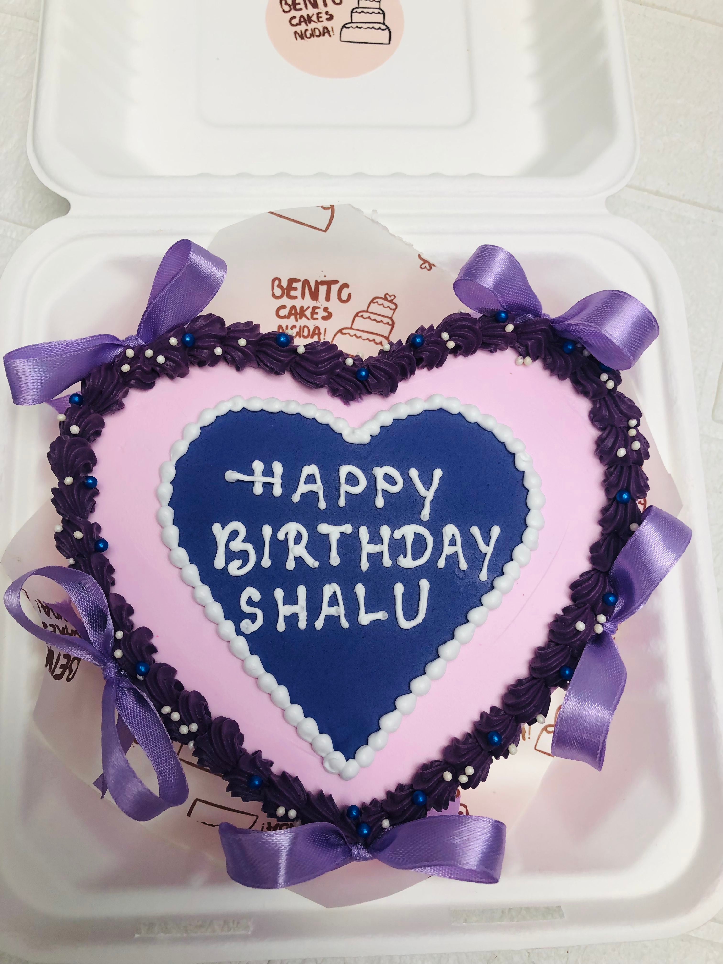 Pink with Blue Heart-Shaped Bento Cake