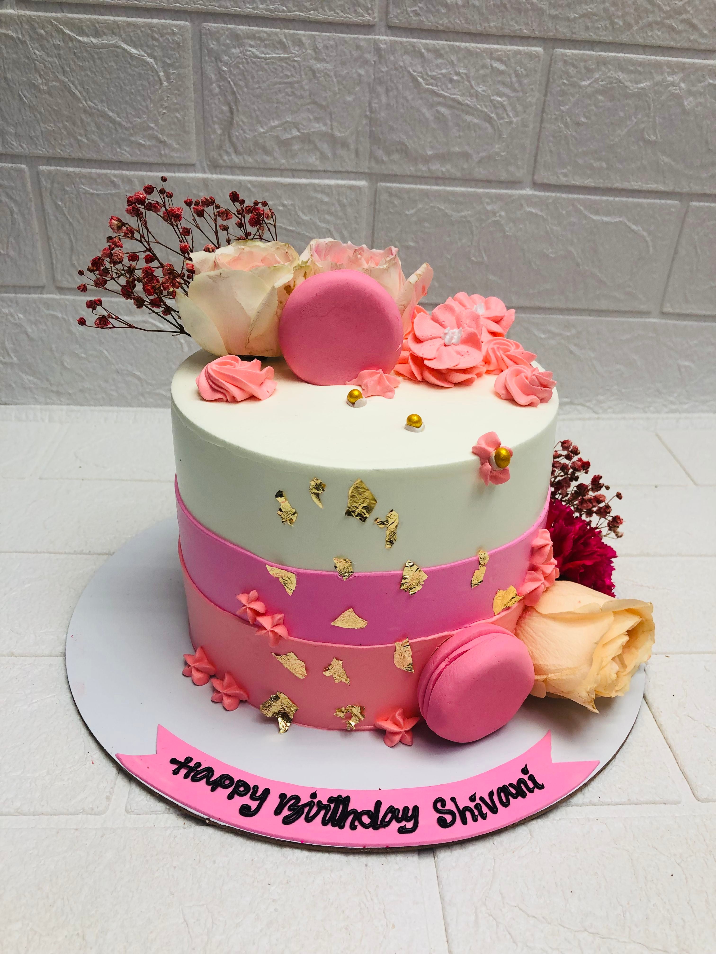 White & Pink with Flowers birthday day