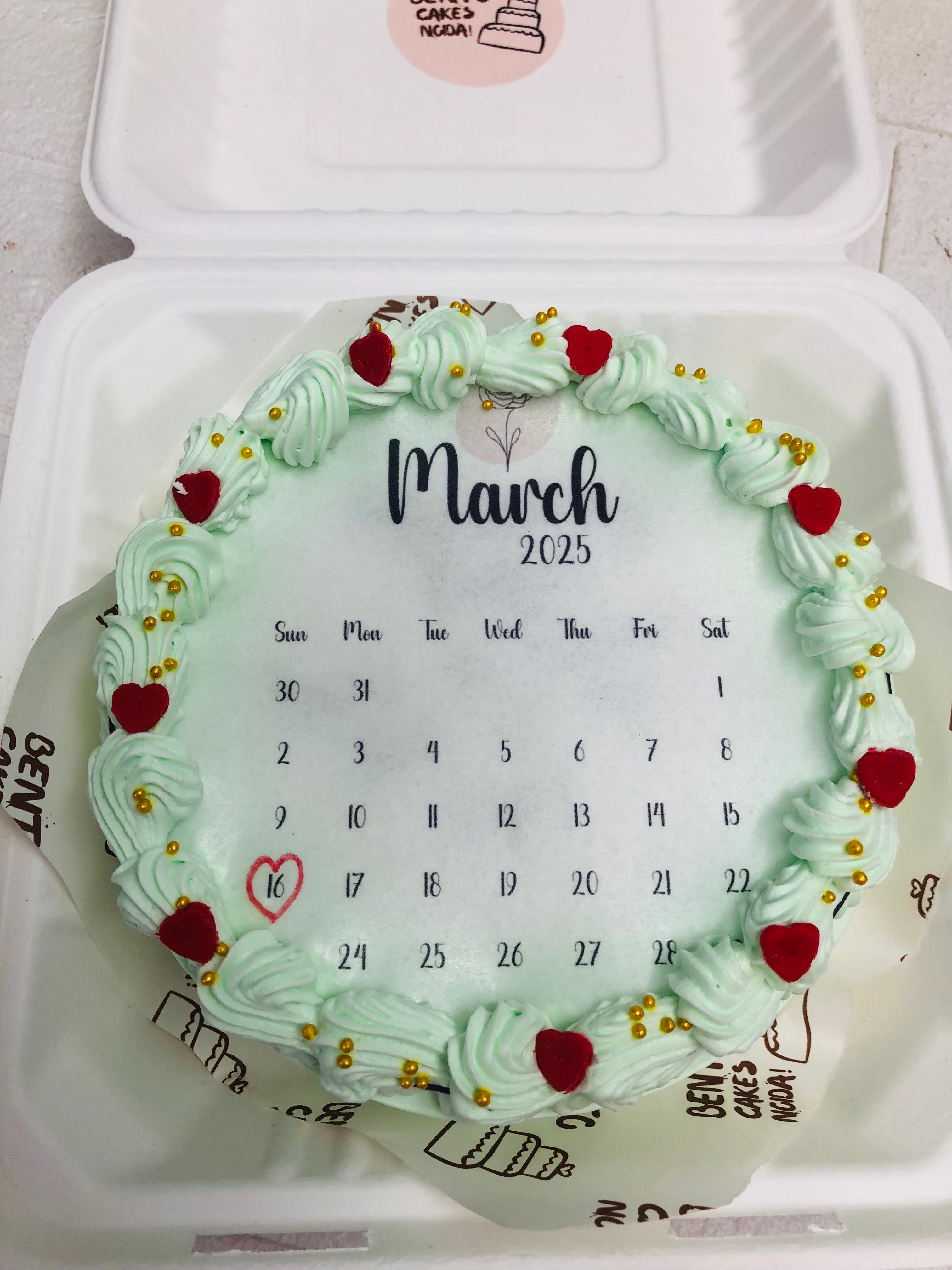 March 2025 Calendar Bento Cake