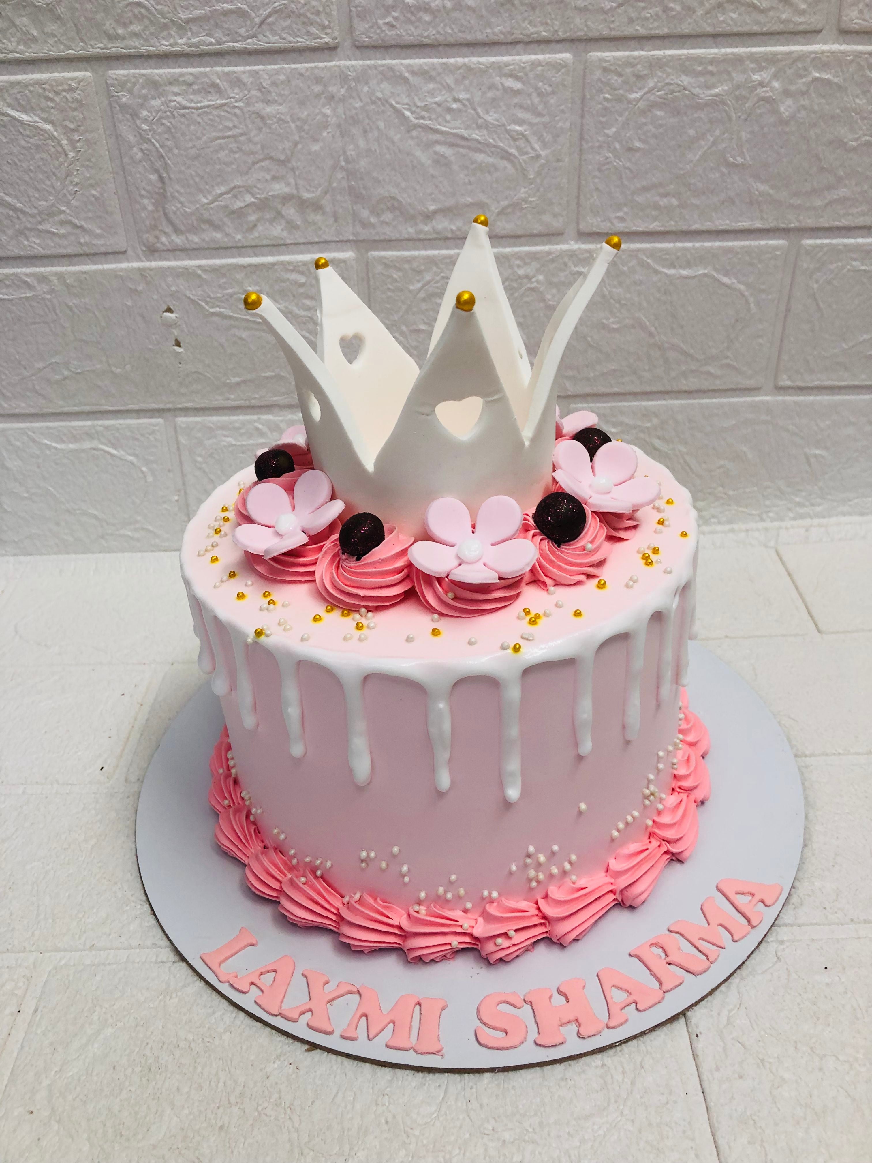 White Crown Pink Birthday Cake