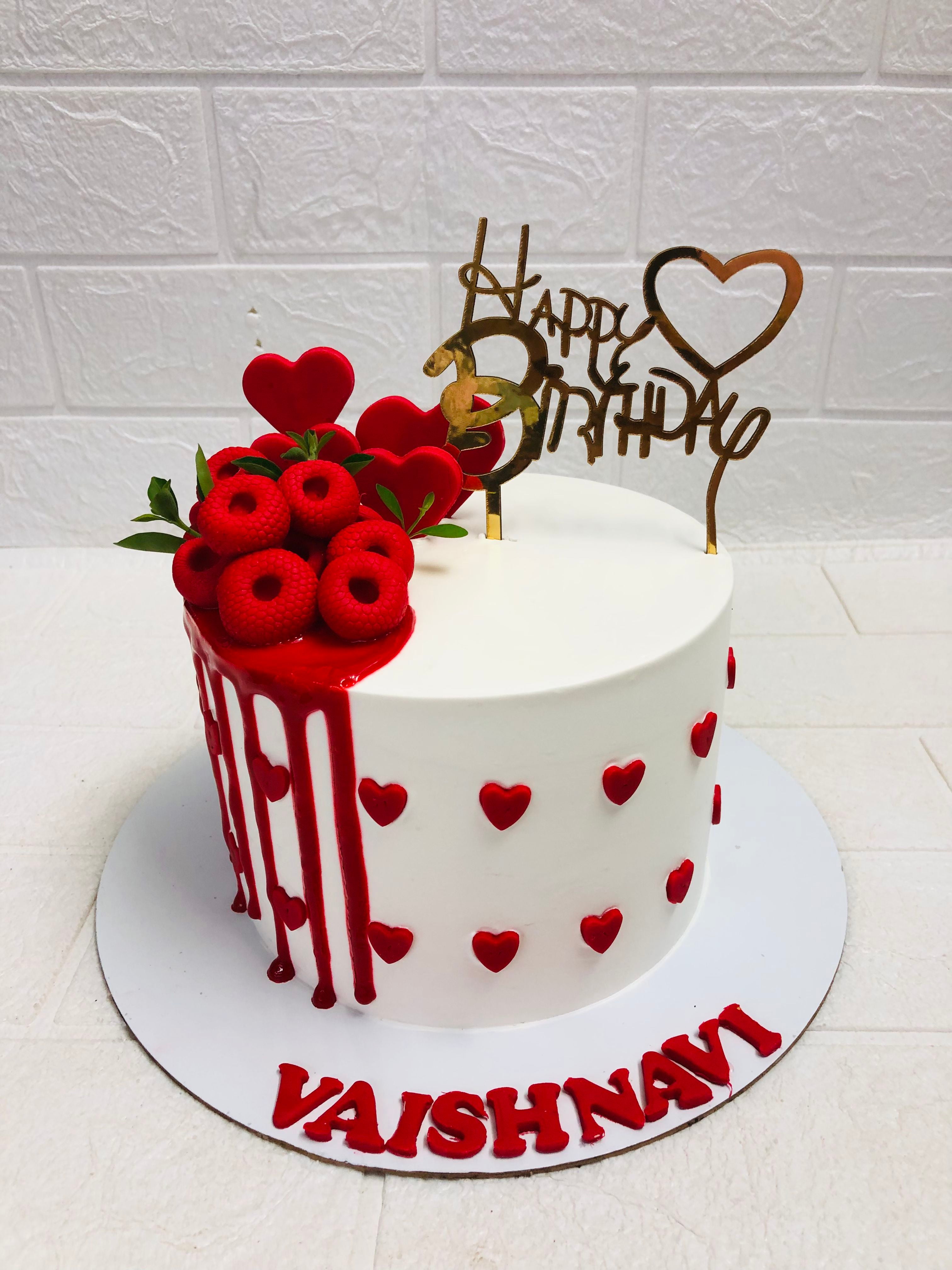 white and red birthday cake