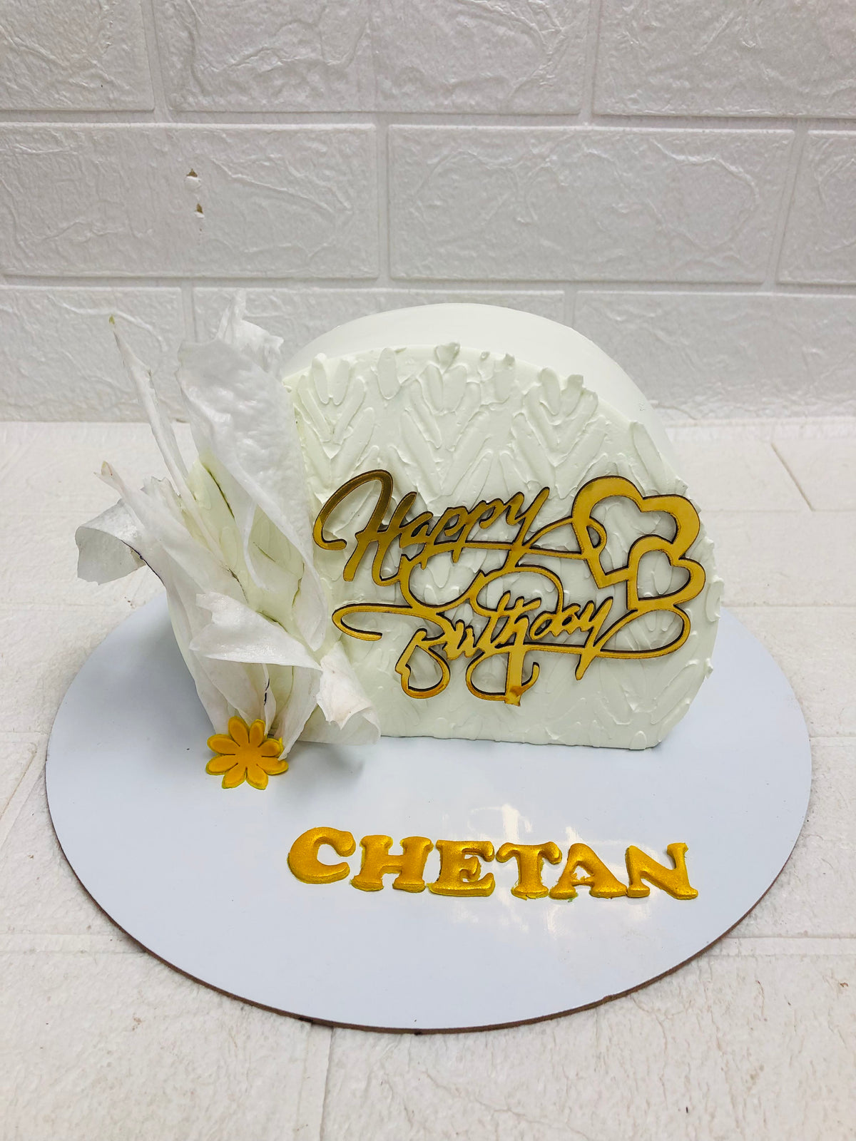 White & Gold half Birthday Cake