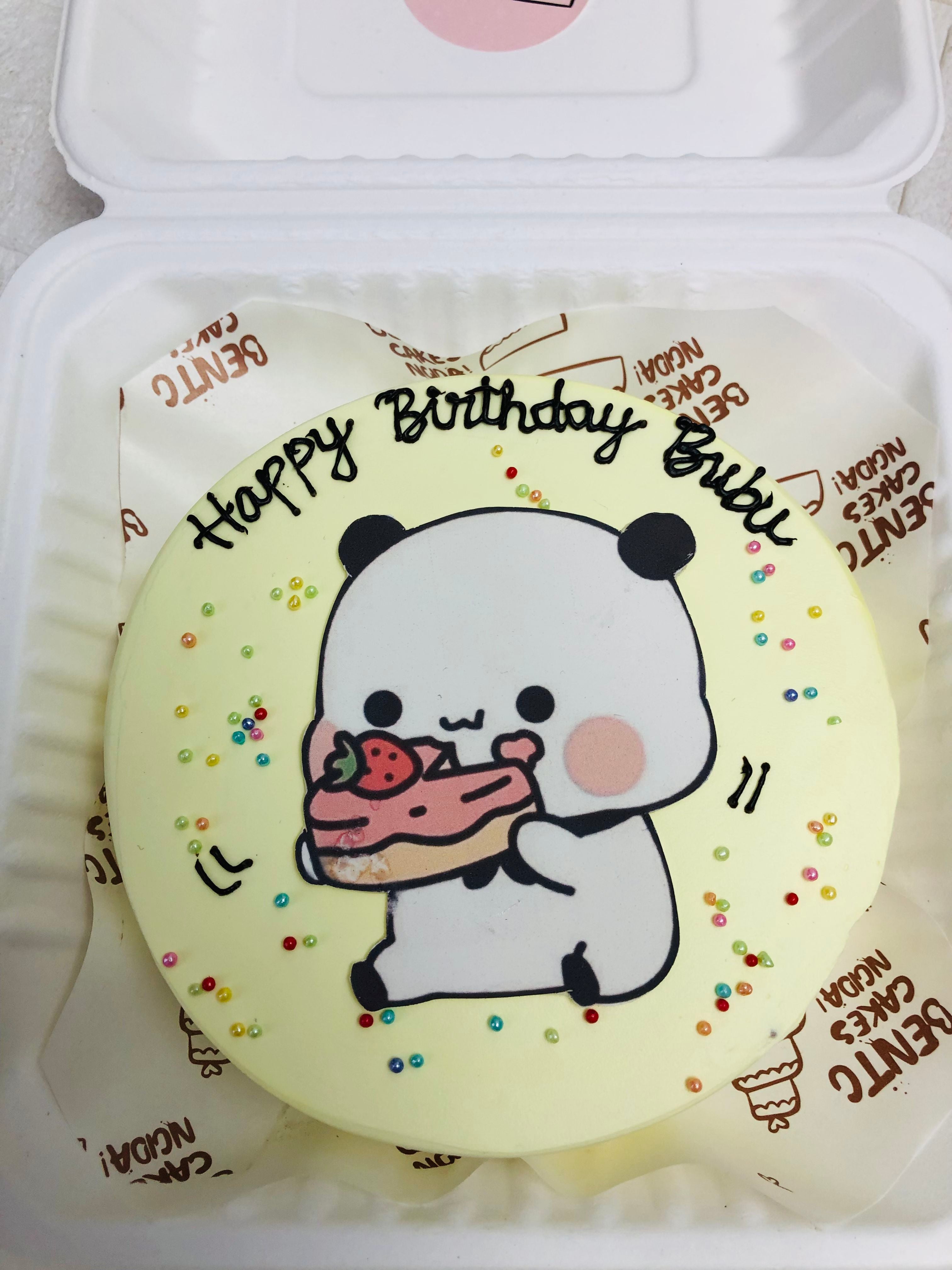 Yellow with bubu dudu bento cake