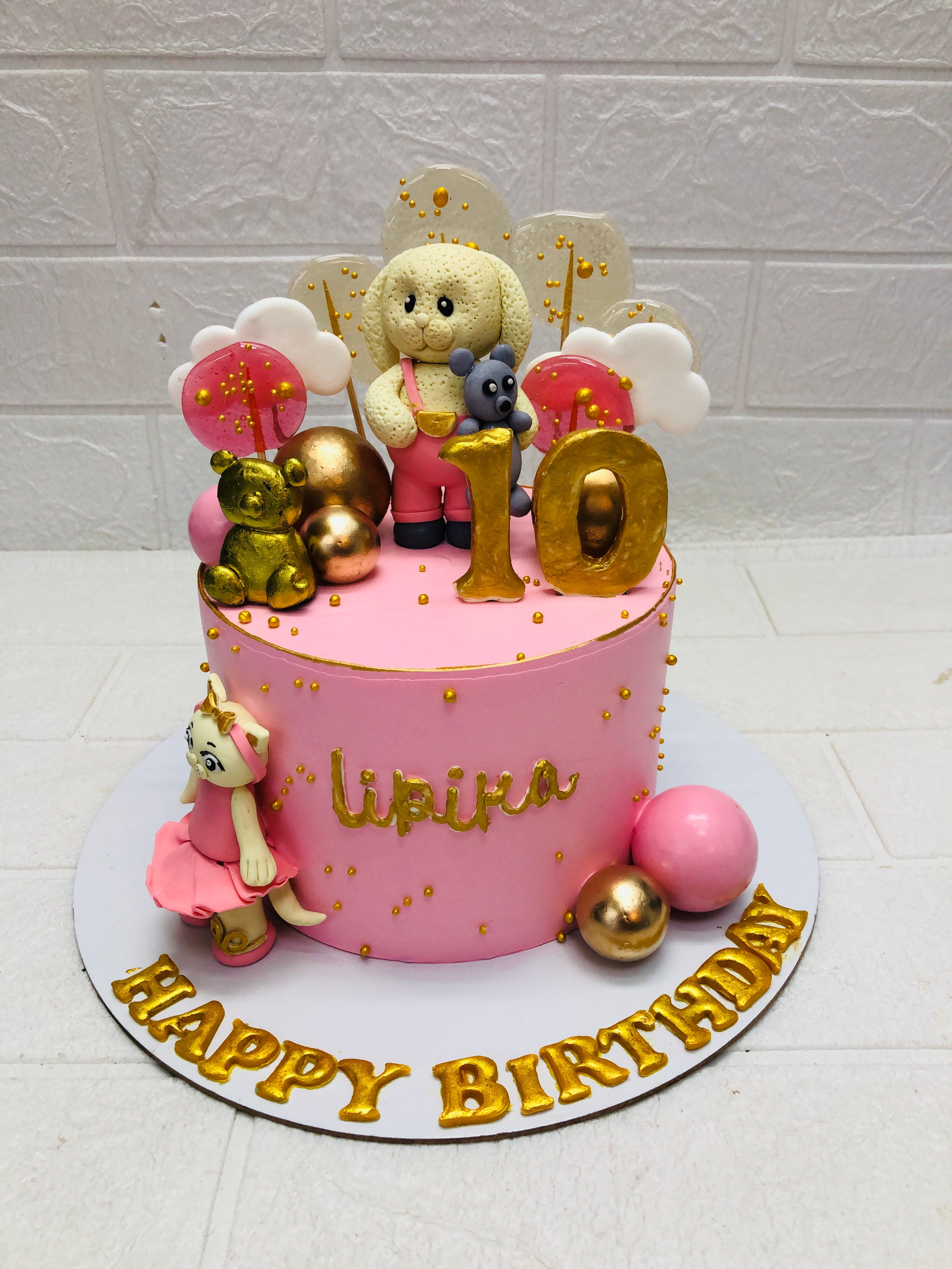 Pink with Fondant Bear cake