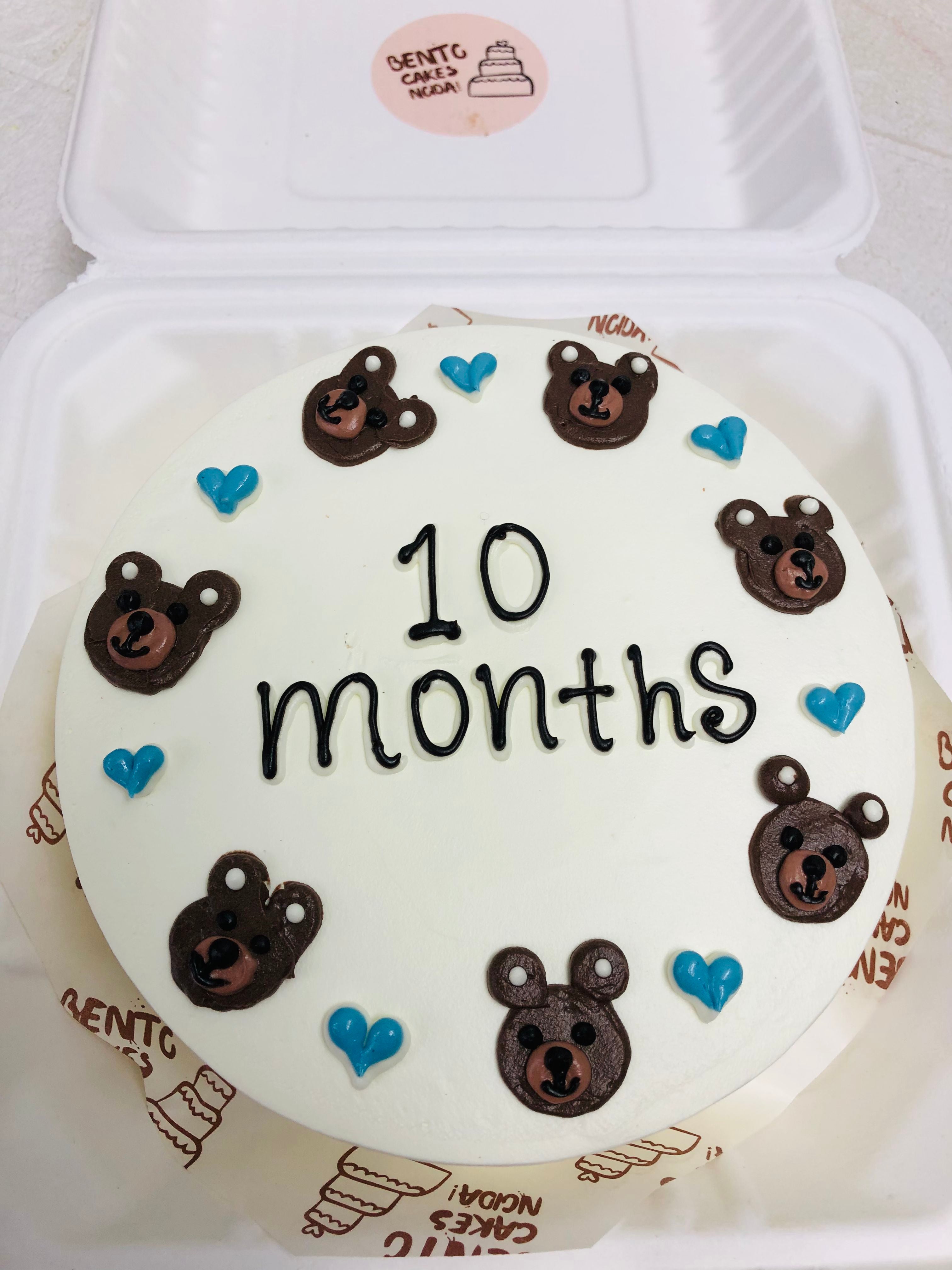 Bear Faces 10 Months Bento Cake
