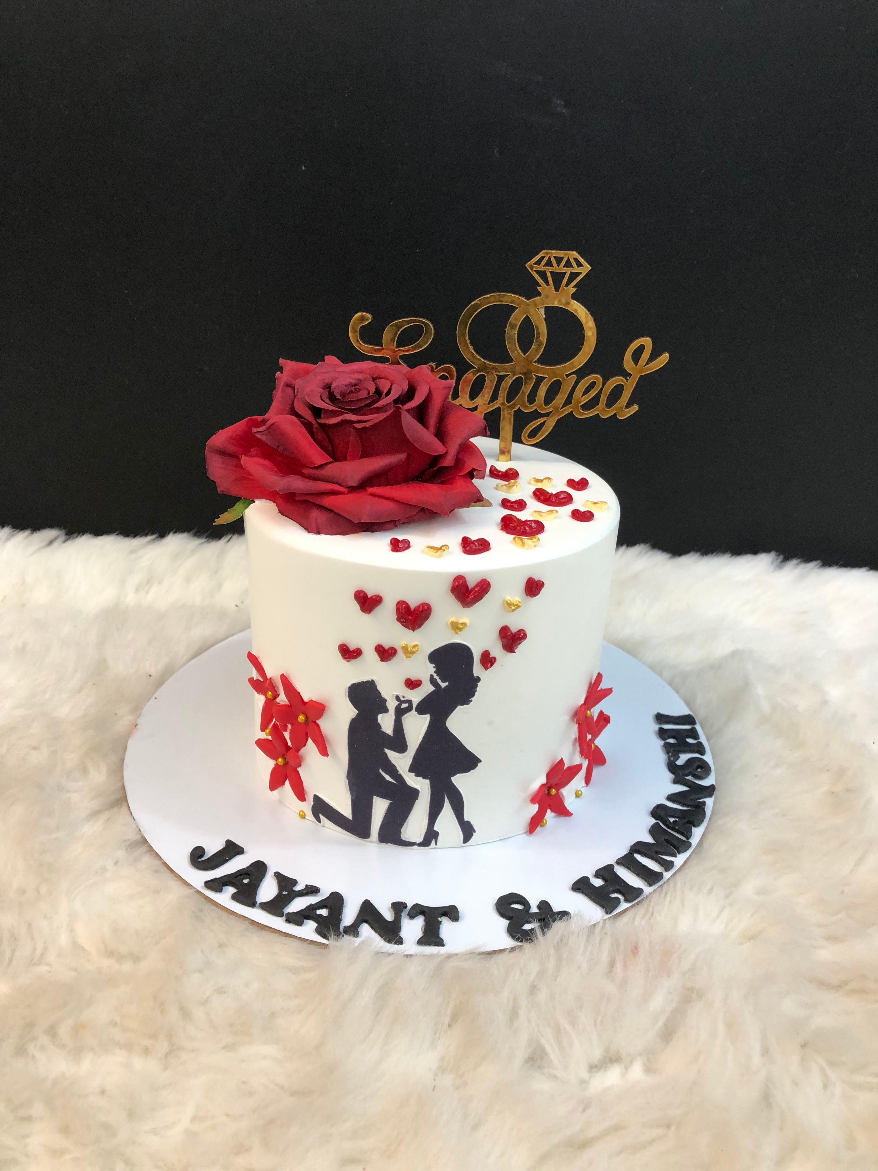 Engaged Cake – Rose & Rings Edition