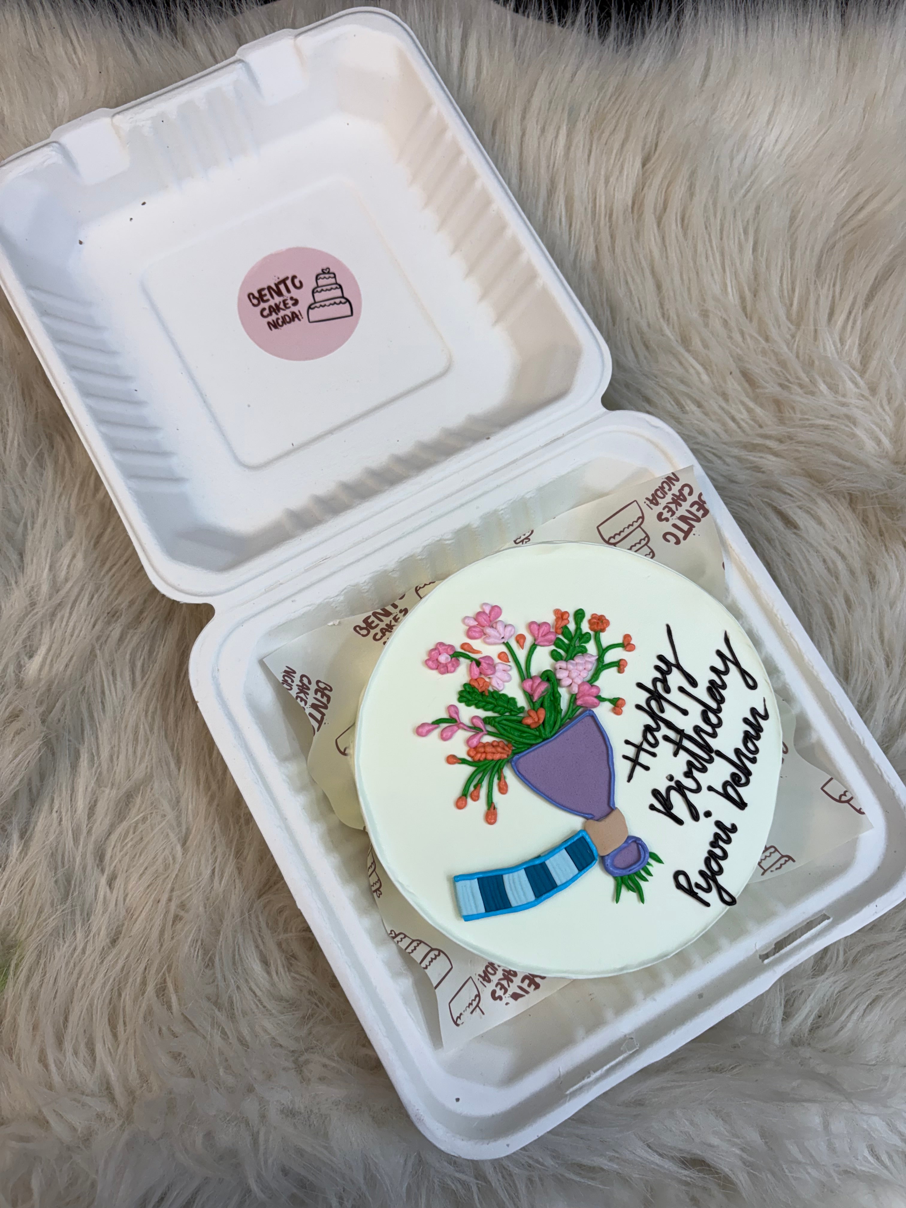 Floral Vase Bento Birthday Cake – Artistic Flower Design