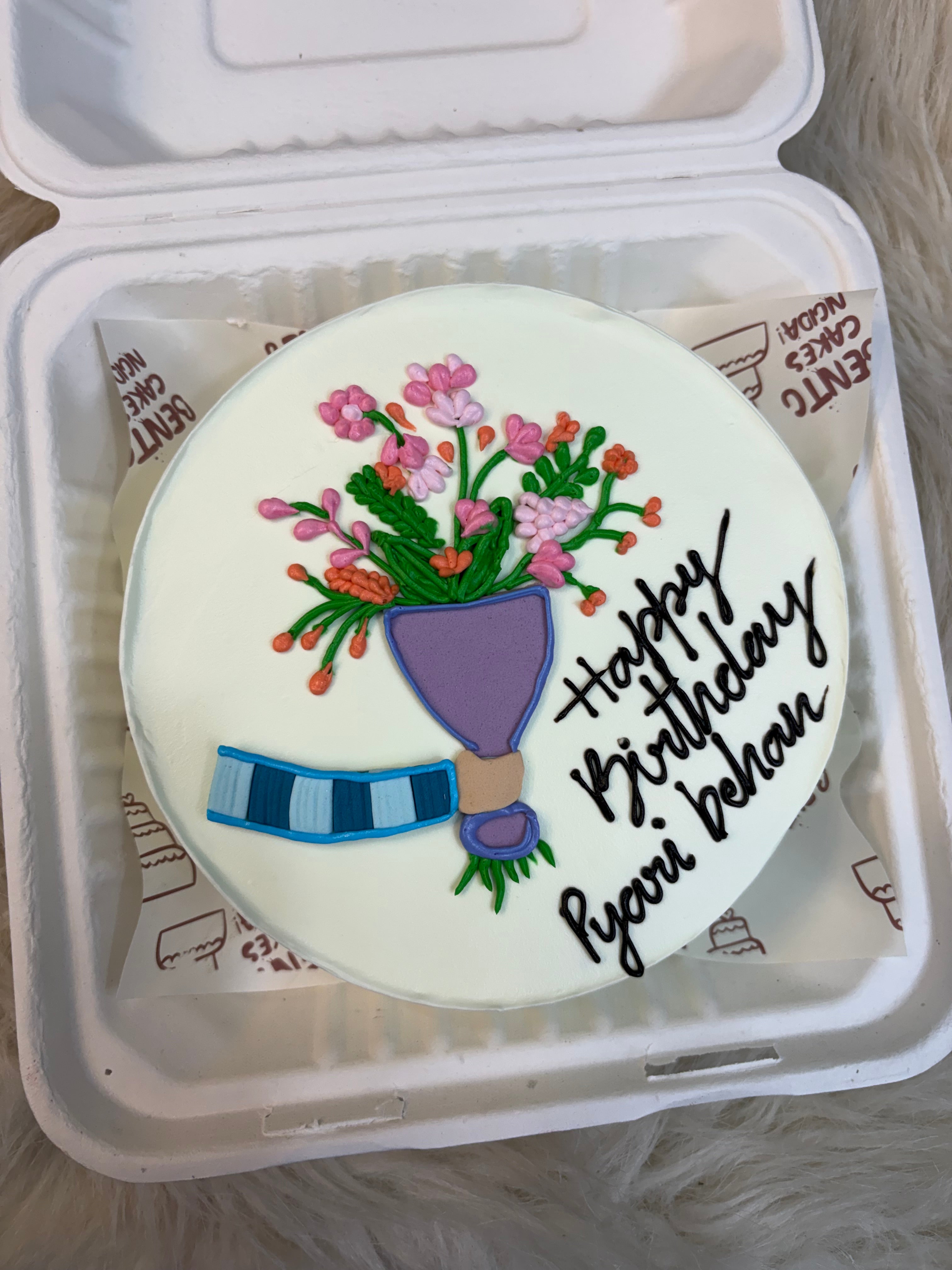 Floral Vase Bento Birthday Cake – Artistic Flower Design