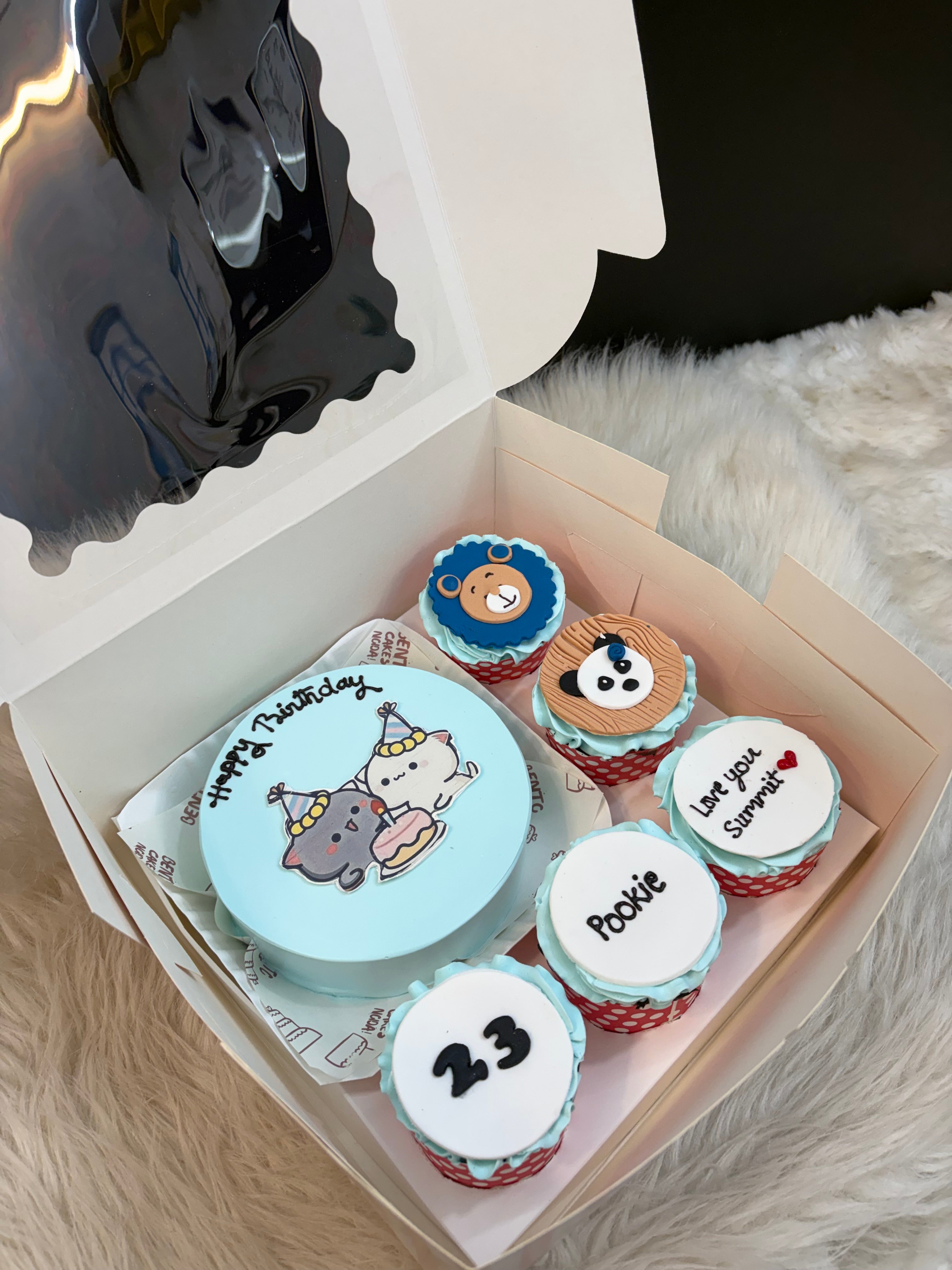 Cartoon Cat Birthday Cake & Cupcake Combo – Cute Animal Theme