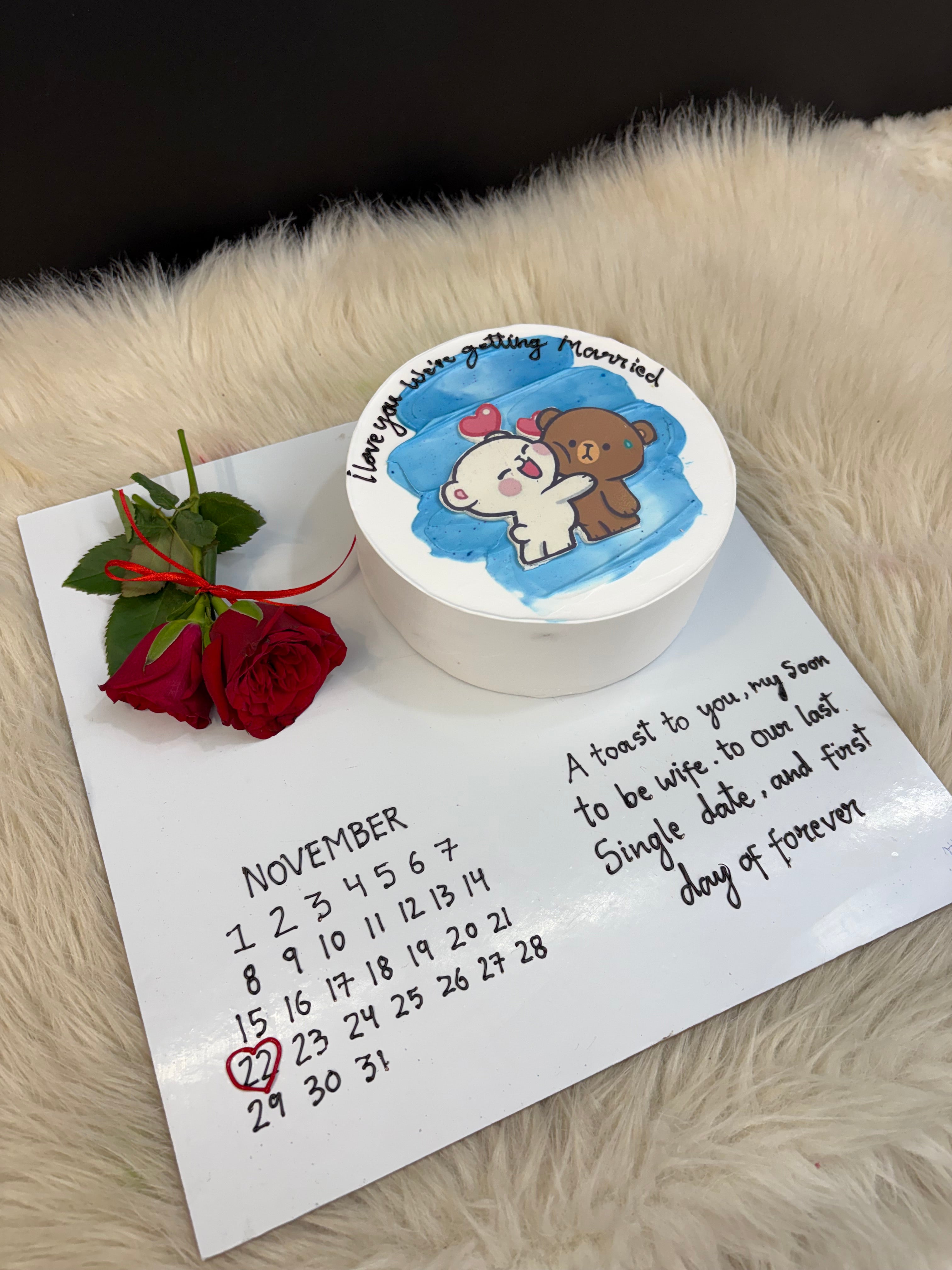 Romantic Wedding Countdown Cake – Engagement & Marriage Theme
