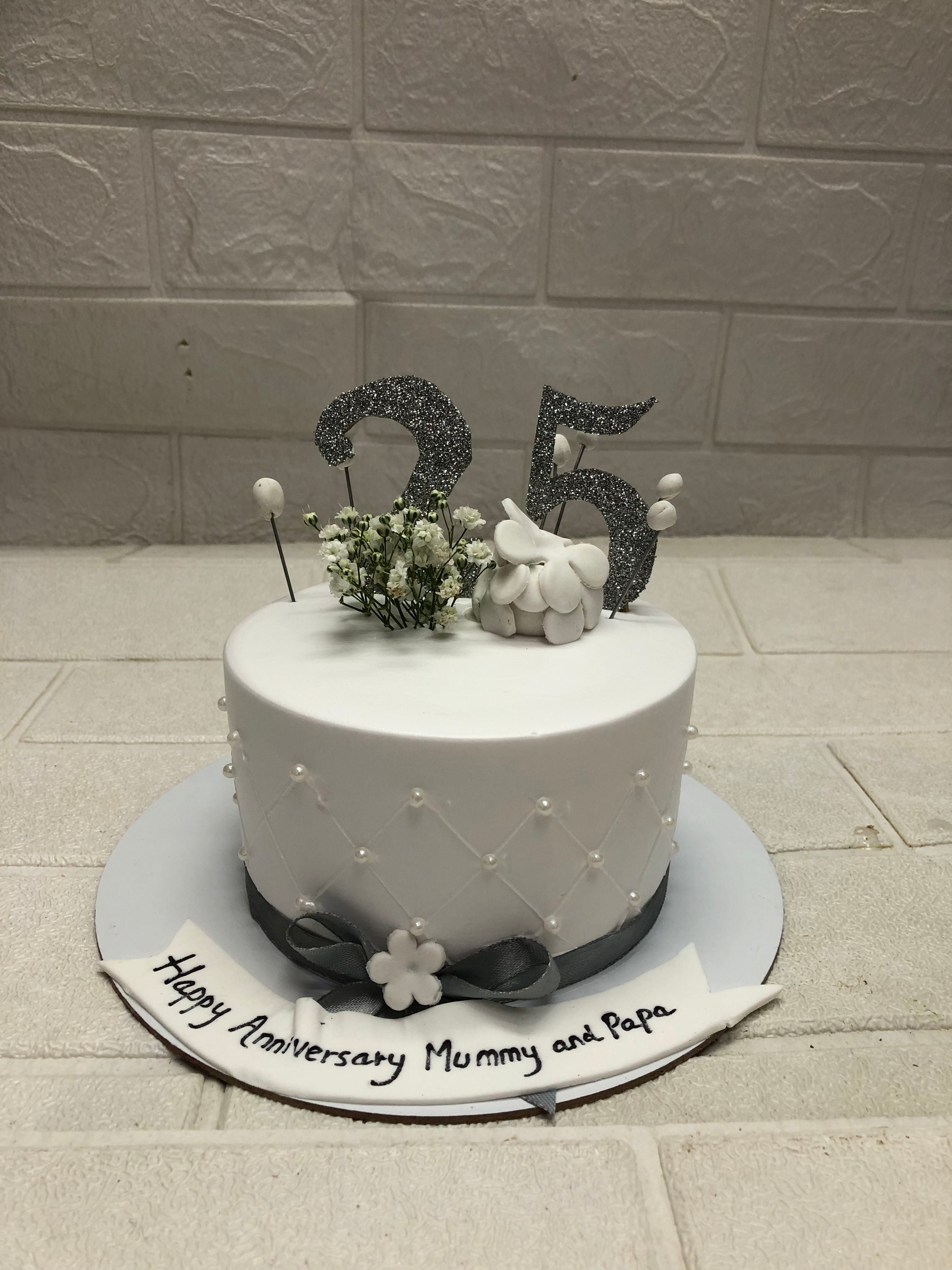 Silver Love 25 Anniversary Cake