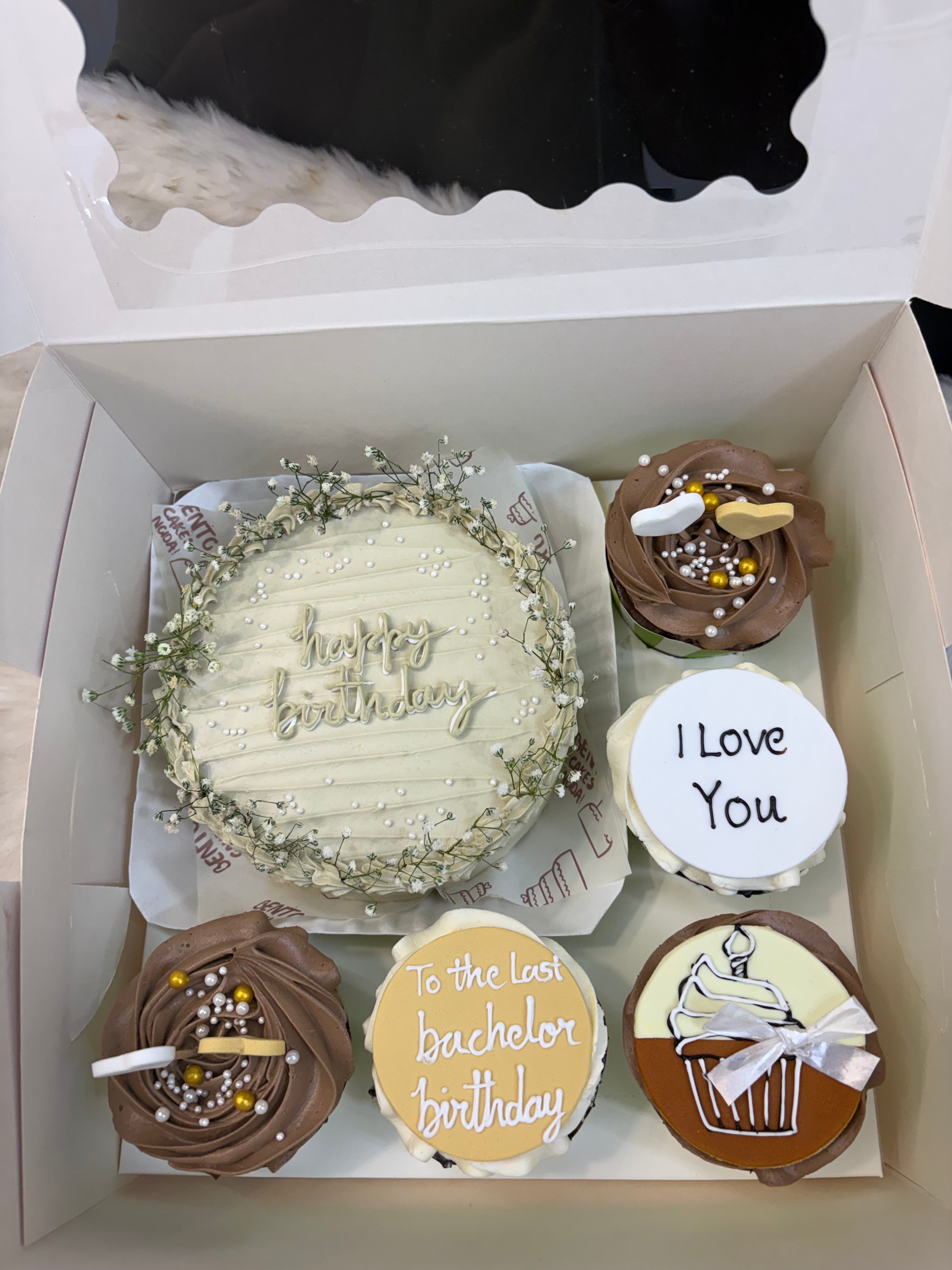 Bachelor Birthday Cake & Cupcake Combo – Elegant Gift Set