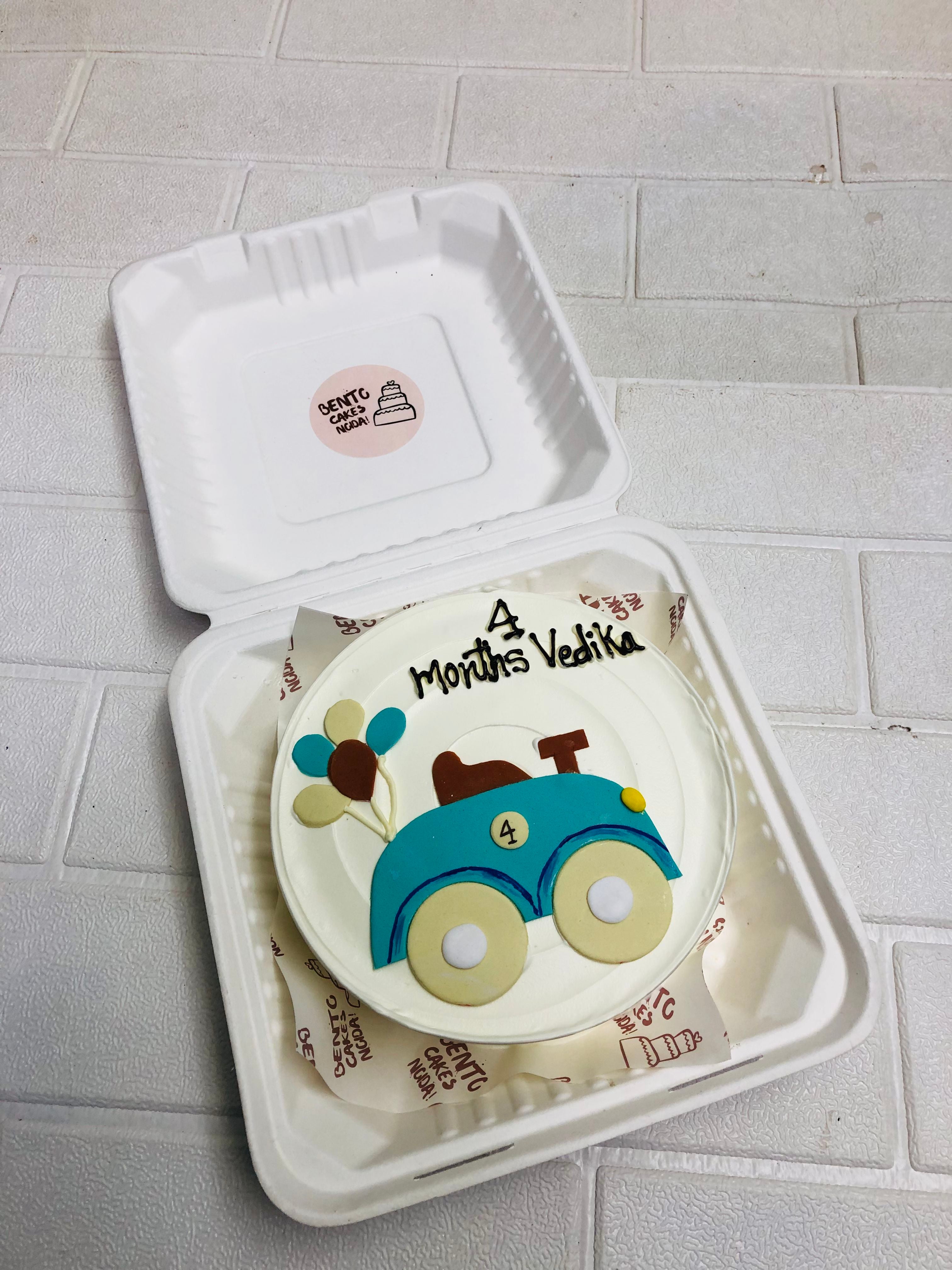 Vedika’s 4‑Month Milestone Car Cake