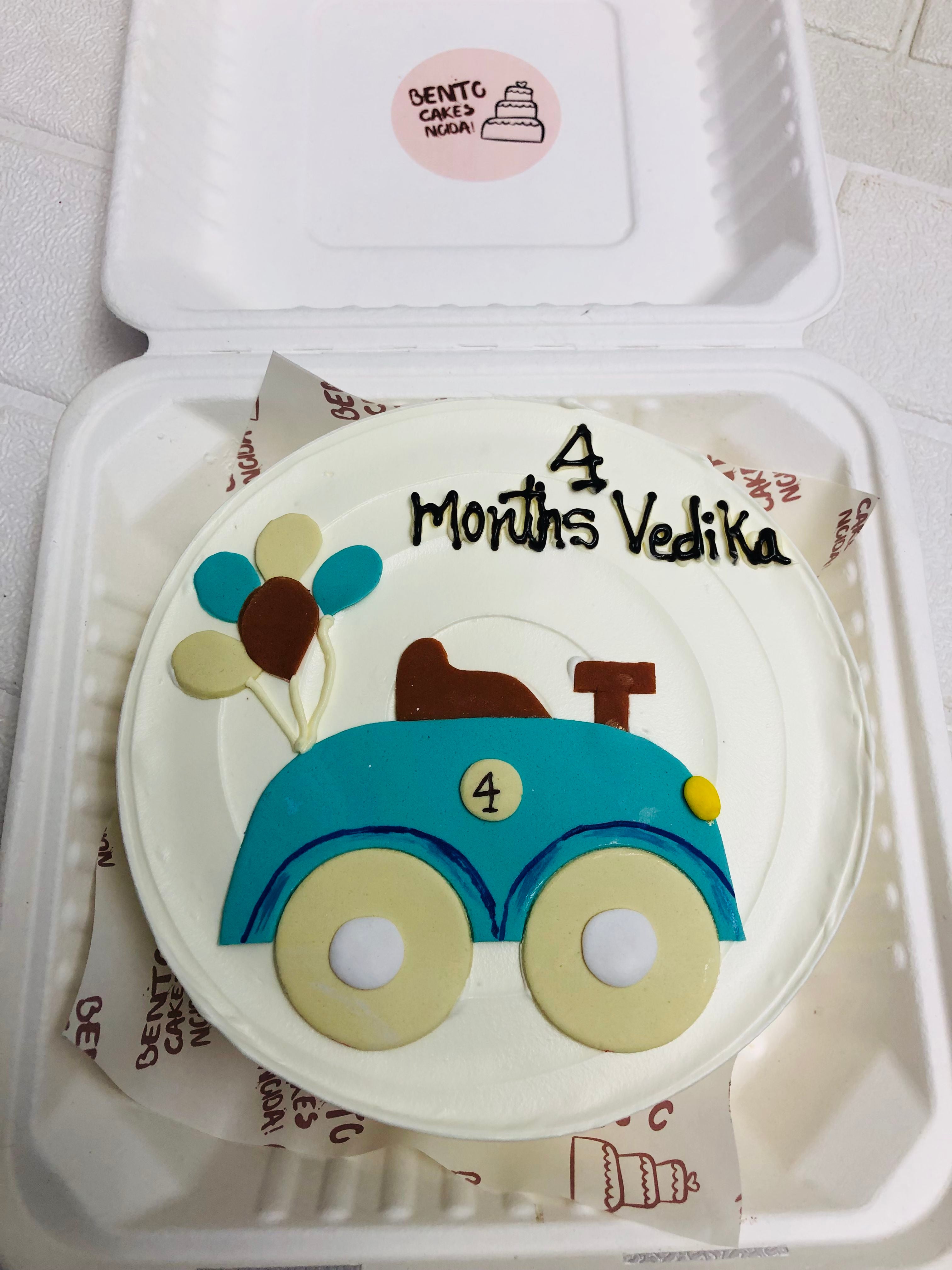 Vedika’s 4‑Month Milestone Car Cake
